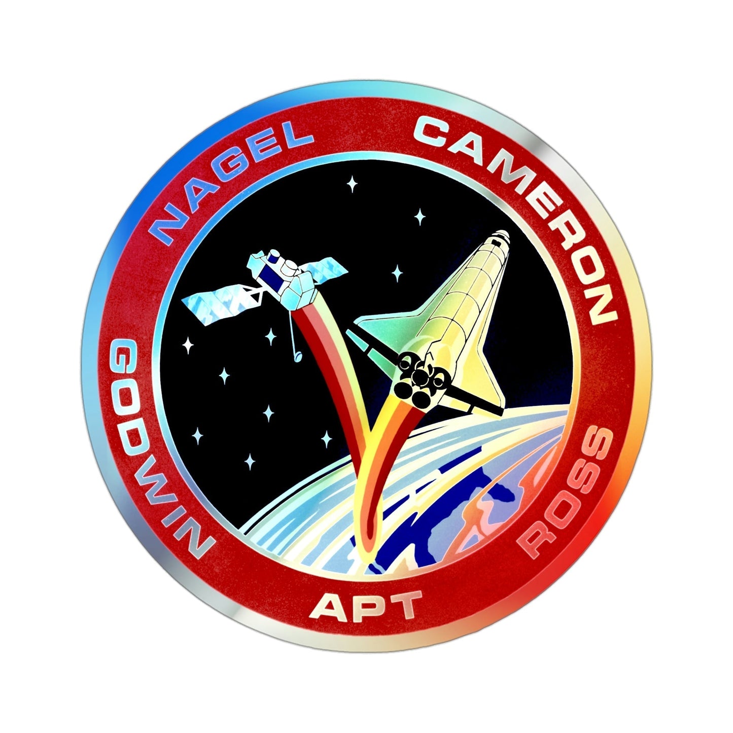 STS 37 (NASA) Holographic STICKER Die-Cut Vinyl Decal-3 Inch-The Sticker Space