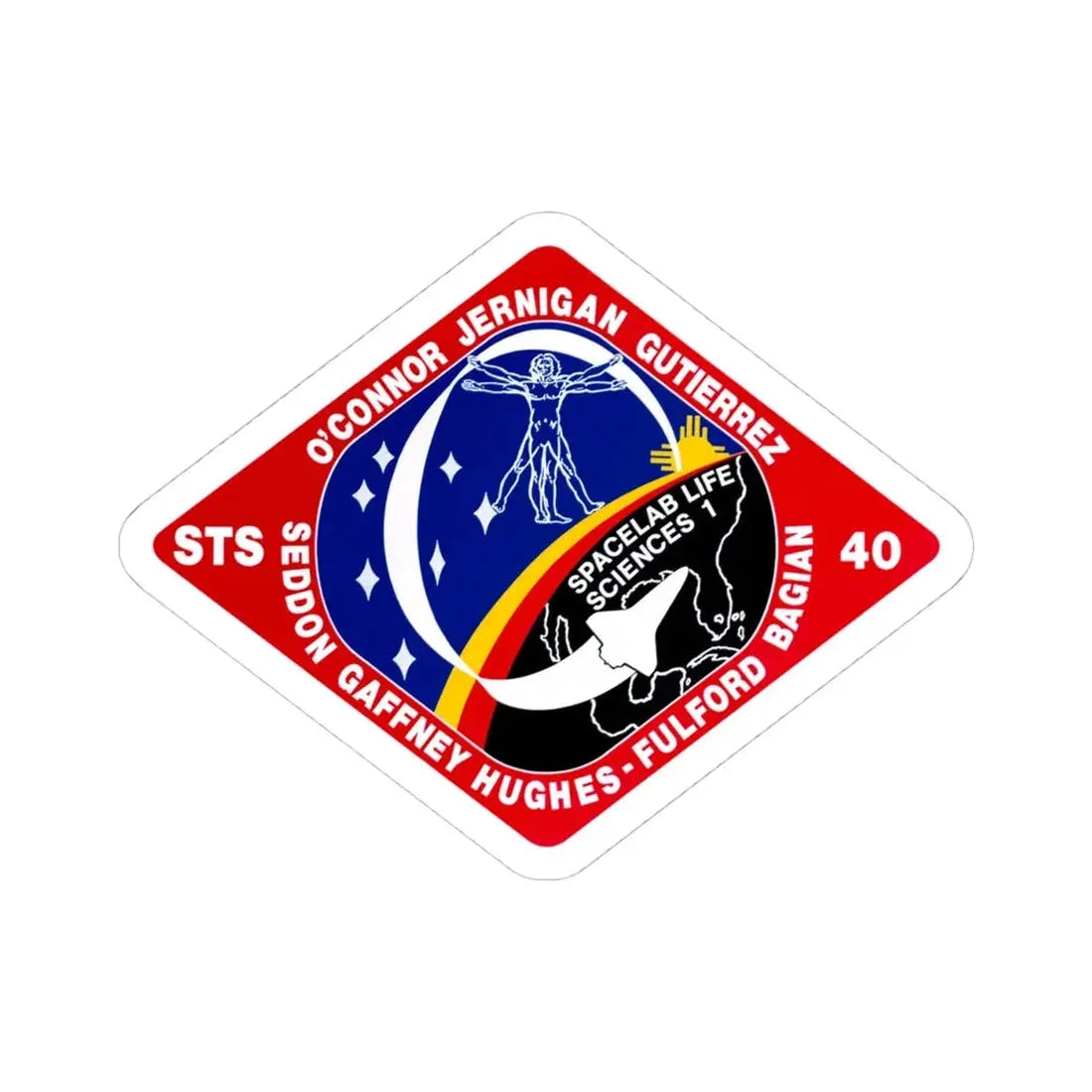 STS 40 (NASA) STICKER Vinyl Kiss-Cut Decal 4 Inch White - The Sticker Space