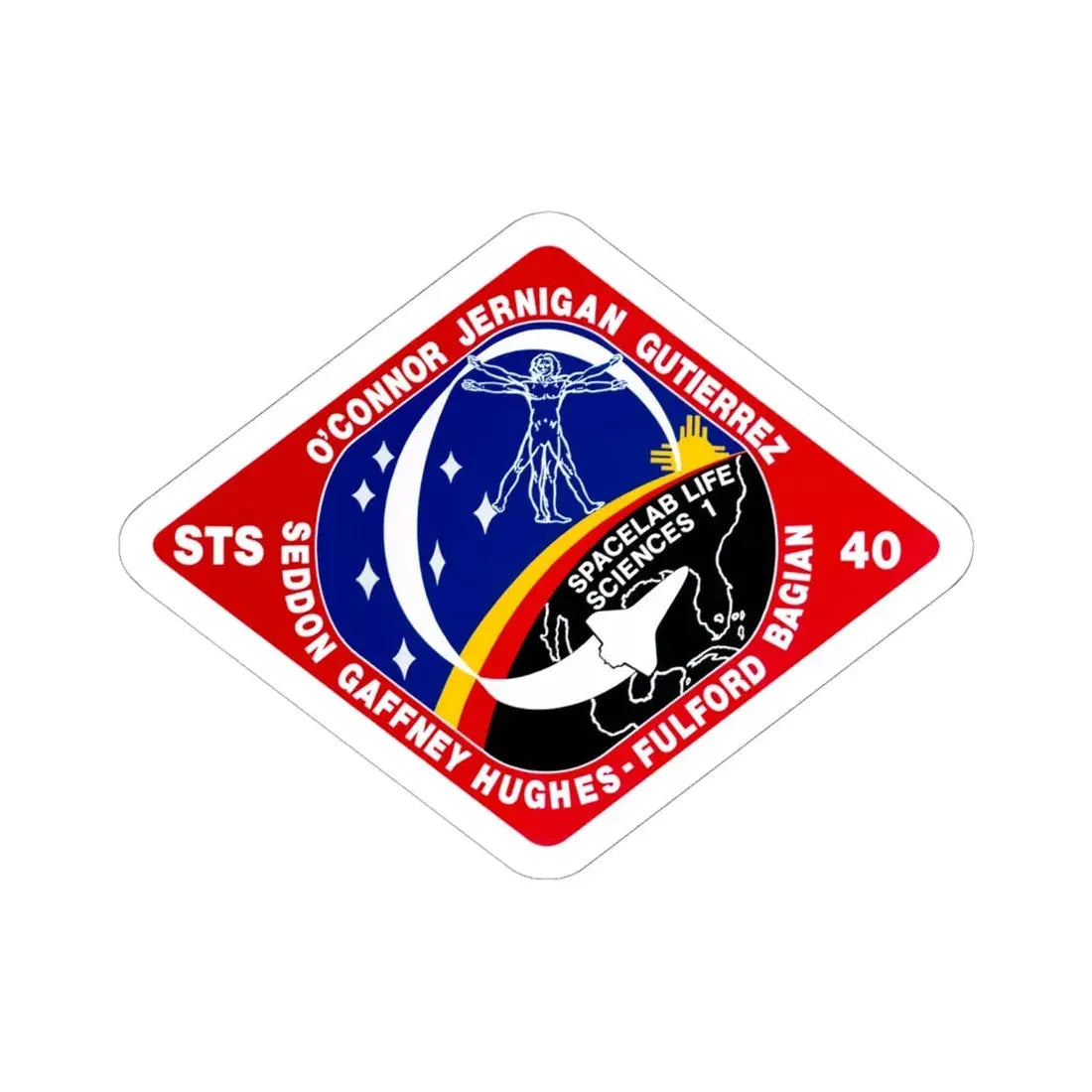 STS 40 (NASA) STICKER Vinyl Kiss-Cut Decal 6 Inch White - The Sticker Space