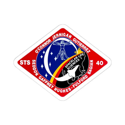STS 40 (NASA) STICKER Vinyl Kiss-Cut Decal 6 Inch White - The Sticker Space