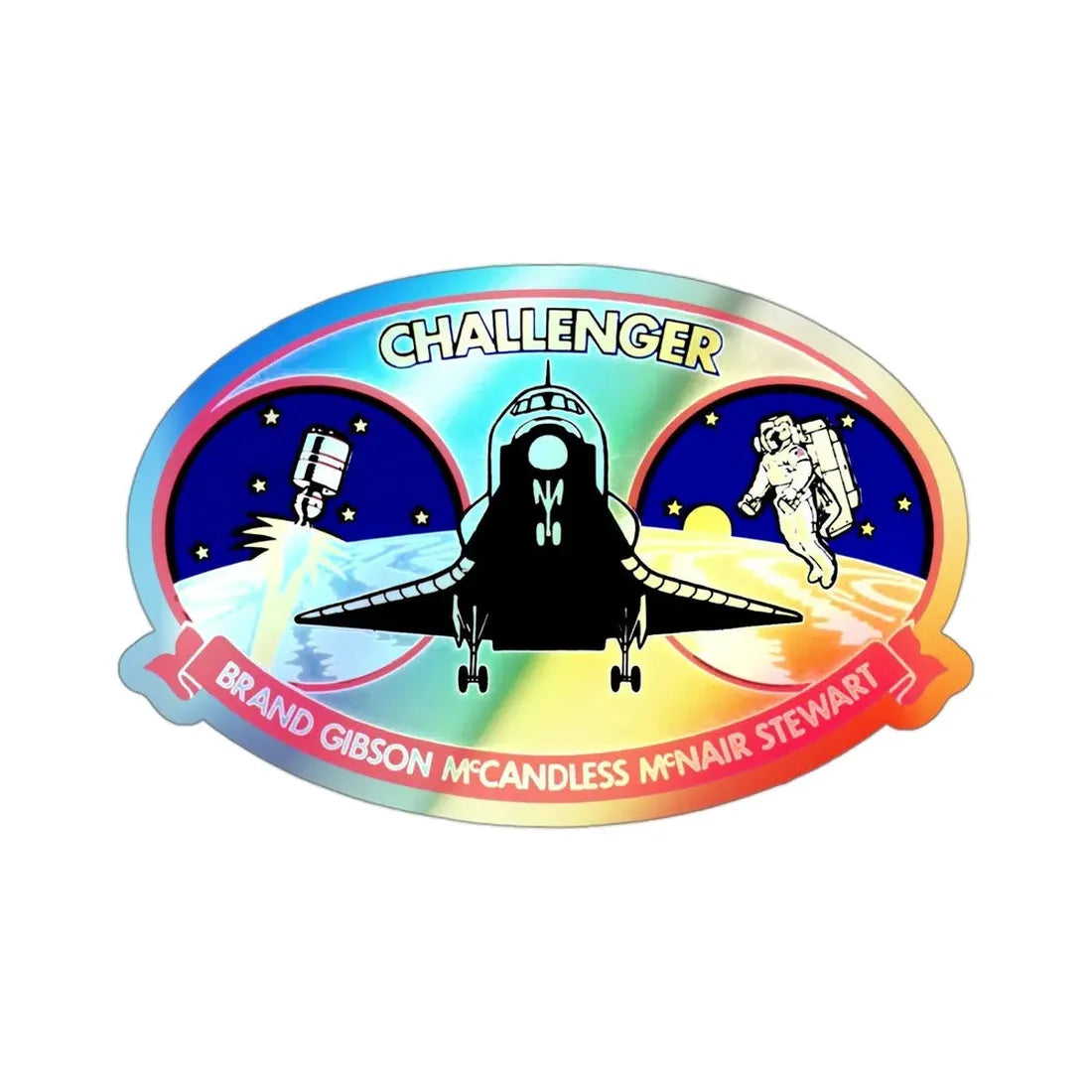 STS 41 B (NASA) Holographic STICKER Die-Cut Vinyl Decal 3 Inch Holographic - The Sticker Space