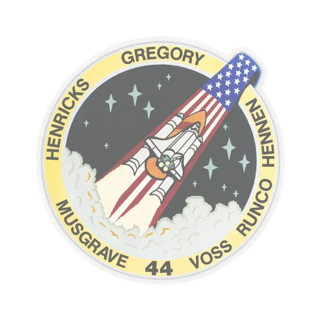 STS 44 (NASA) STICKER Vinyl Kiss-Cut Decal 4 Inch Transparent - The Sticker Space