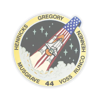 STS 44 (NASA) STICKER Vinyl Kiss-Cut Decal 4 Inch Transparent - The Sticker Space