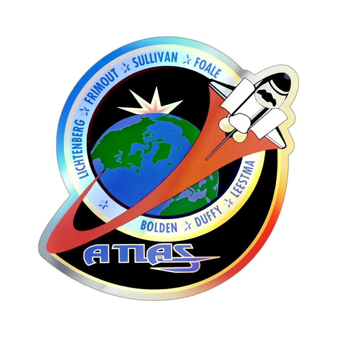 STS 45 (NASA) Holographic STICKER Die-Cut Vinyl Decal 3 Inch Holographic - The Sticker Space