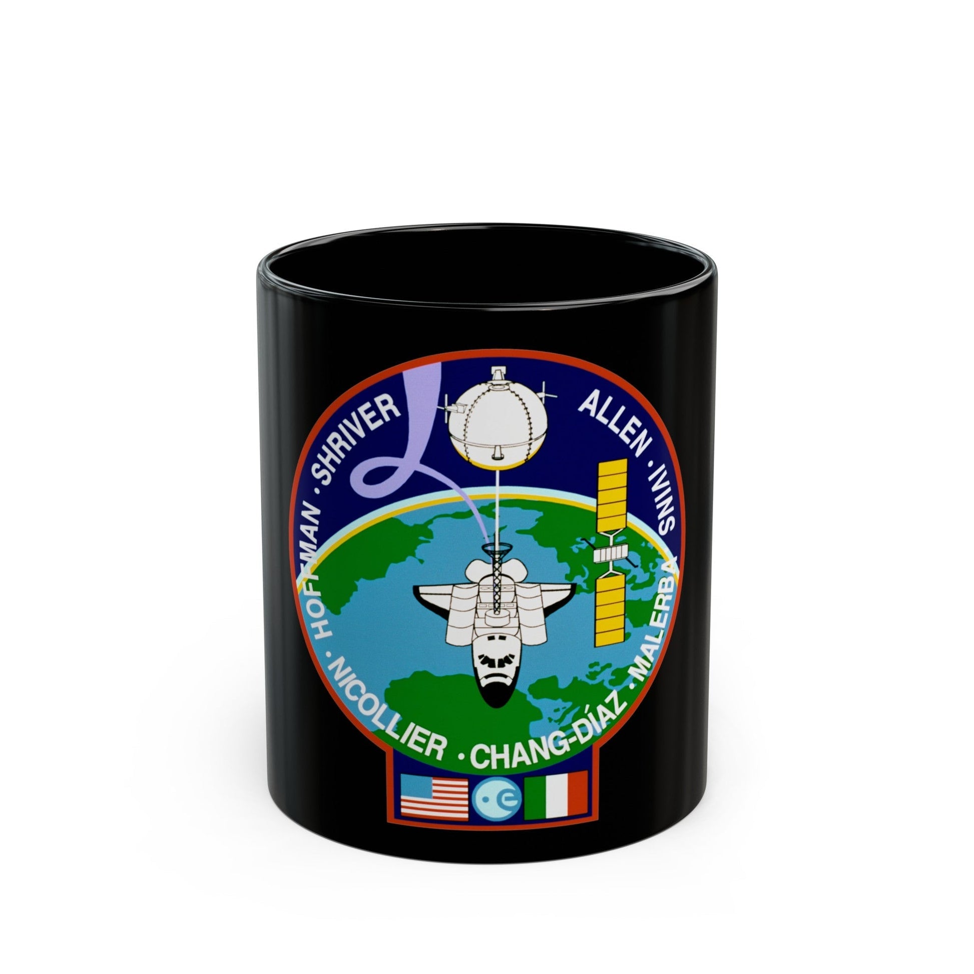 STS 46 (NASA) Black Coffee Mug-11oz-The Sticker Space