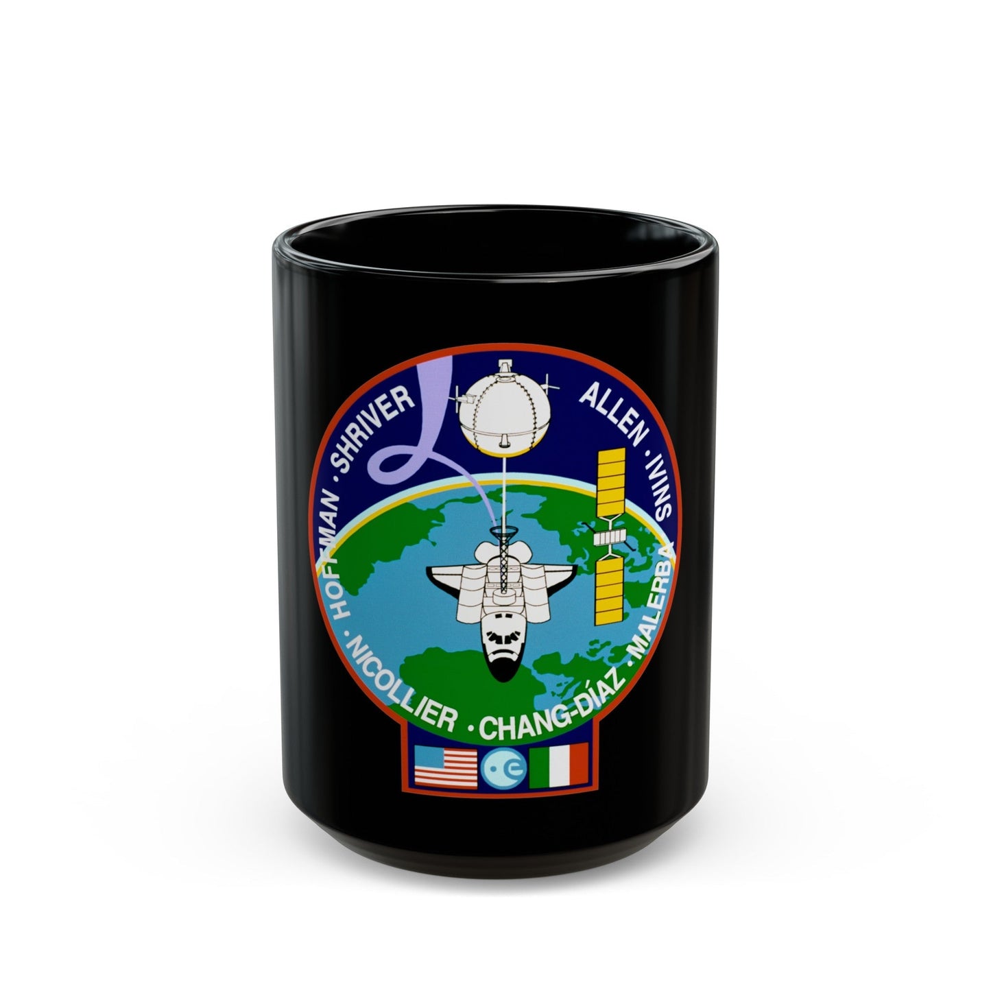 STS 46 (NASA) Black Coffee Mug-15oz-The Sticker Space