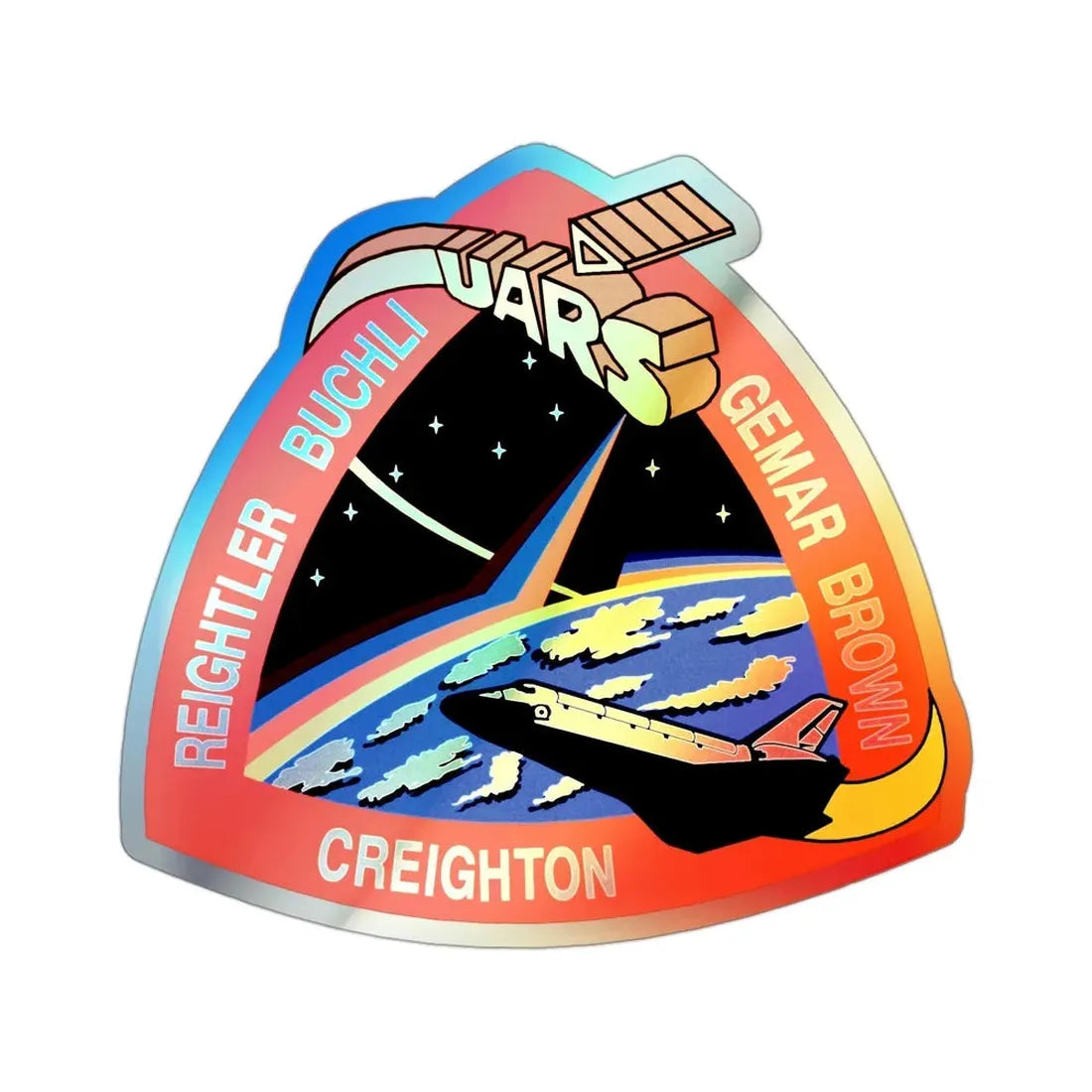 STS 48 (NASA) Holographic STICKER Die-Cut Vinyl Decal 3 Inch Holographic - The Sticker Space