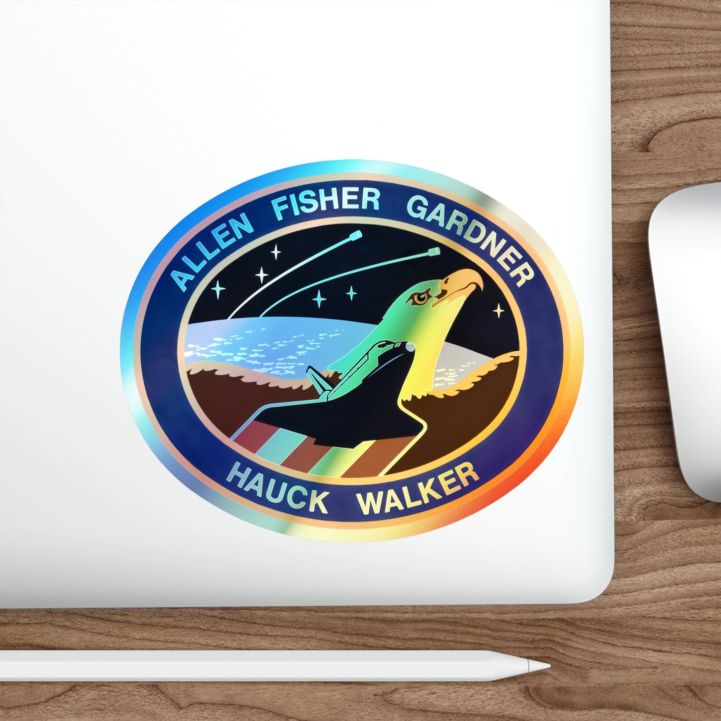 STS 51 A (NASA) Holographic STICKER Die-Cut Vinyl Decal-The Sticker Space