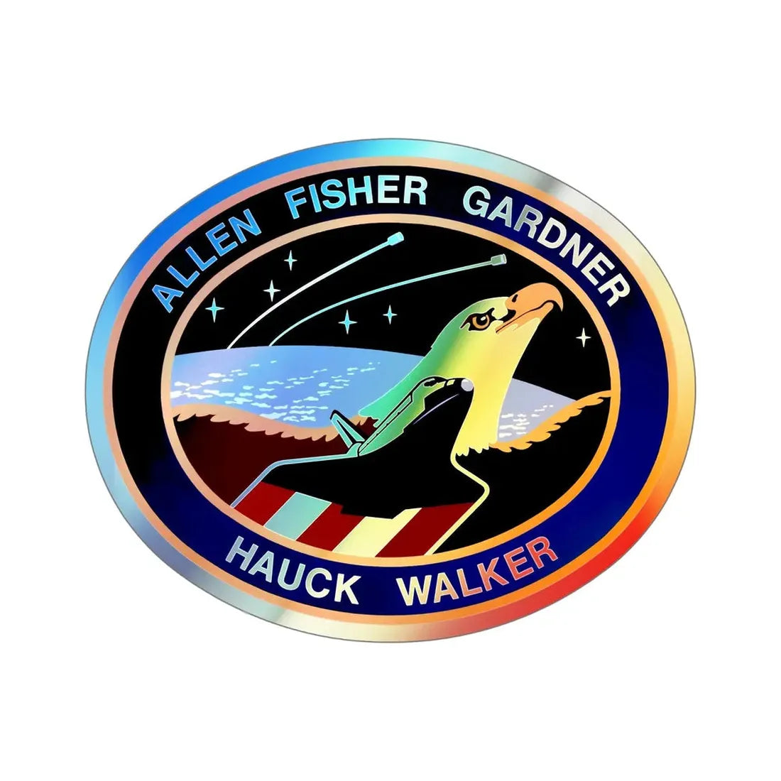 STS 51 A (NASA) Holographic STICKER Die-Cut Vinyl Decal 6 Inch Holographic - The Sticker Space