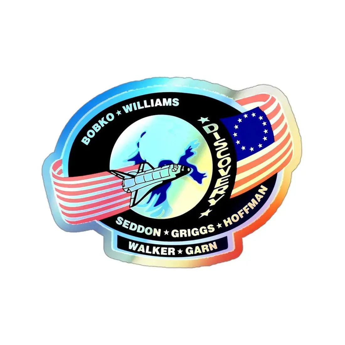 STS 51 D (NASA) Holographic STICKER Die-Cut Vinyl Decal 3 Inch Holographic - The Sticker Space