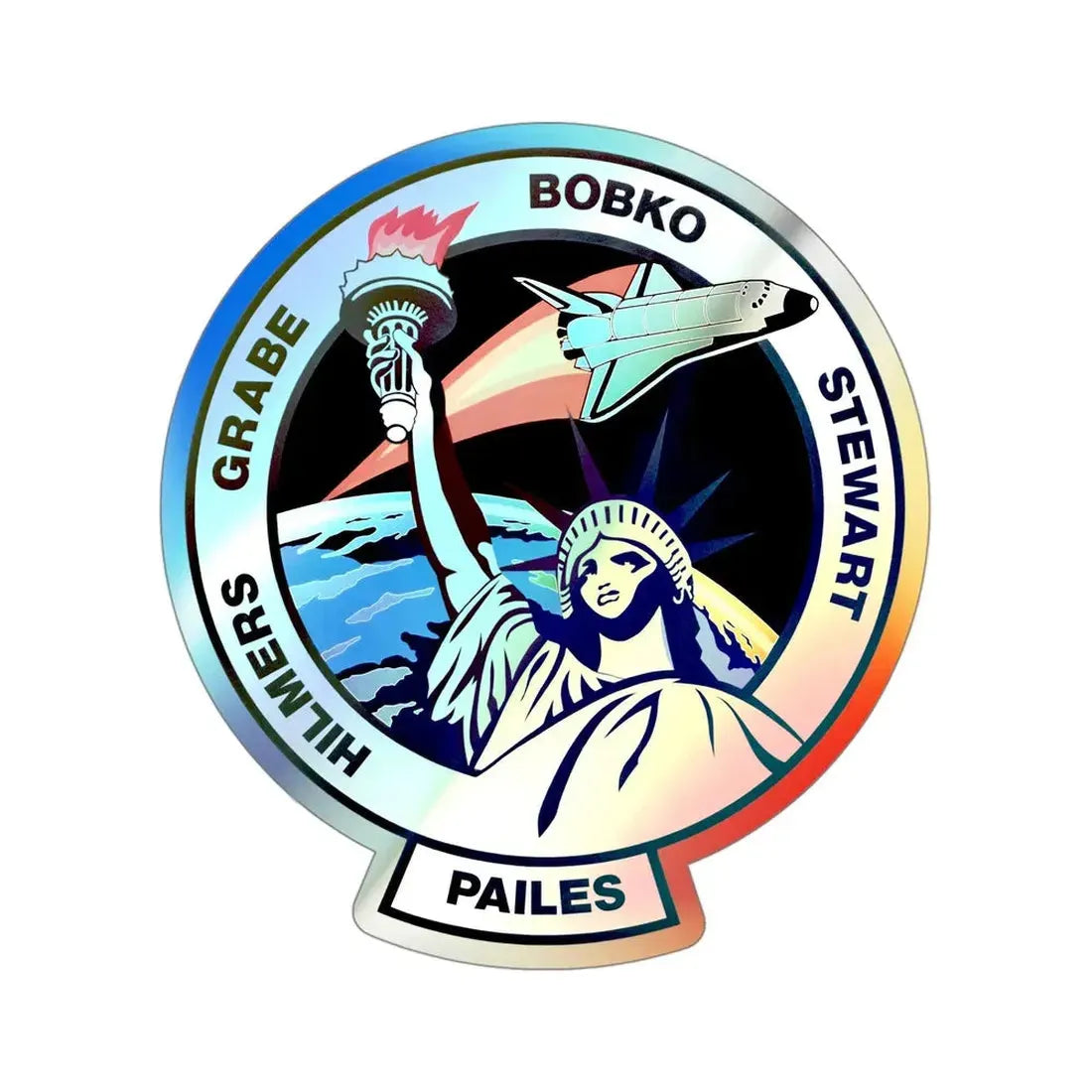 STS 51 J (NASA) Holographic STICKER Die-Cut Vinyl Decal 4 Inch Holographic - The Sticker Space