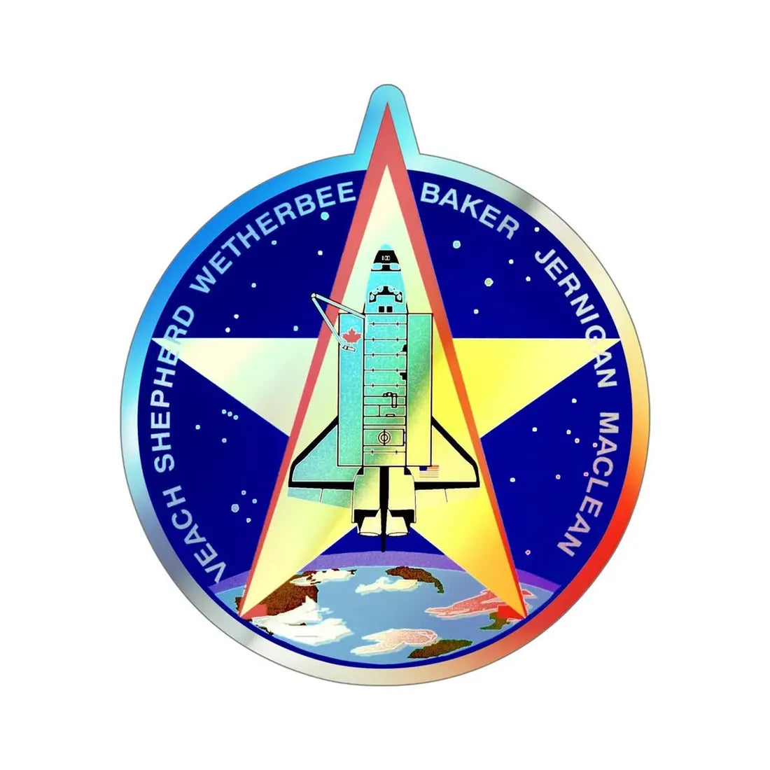 STS 52 (NASA) Holographic STICKER Die-Cut Vinyl Decal 5 Inch Holographic - The Sticker Space