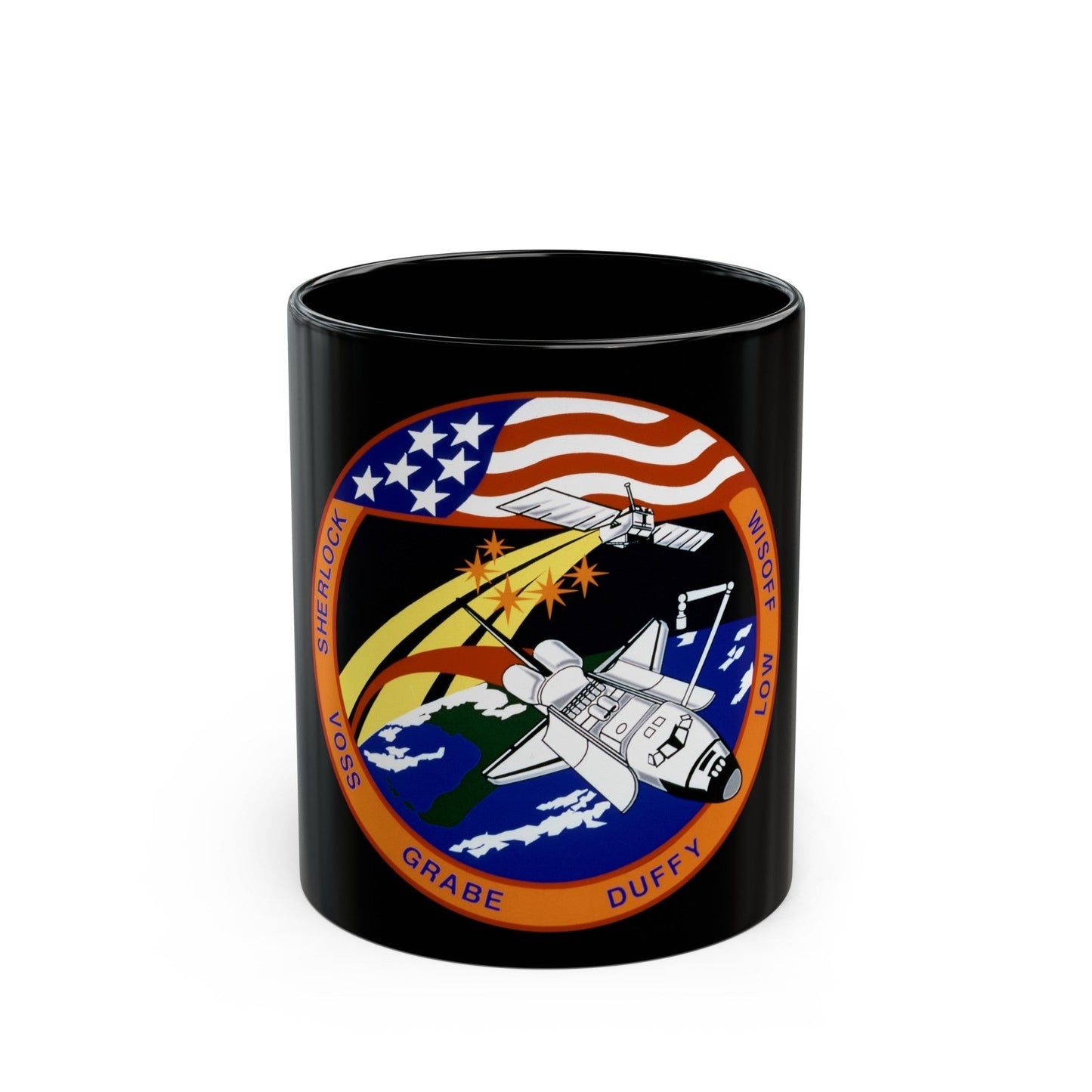 STS 57 (NASA) Black Coffee Mug-11oz-The Sticker Space