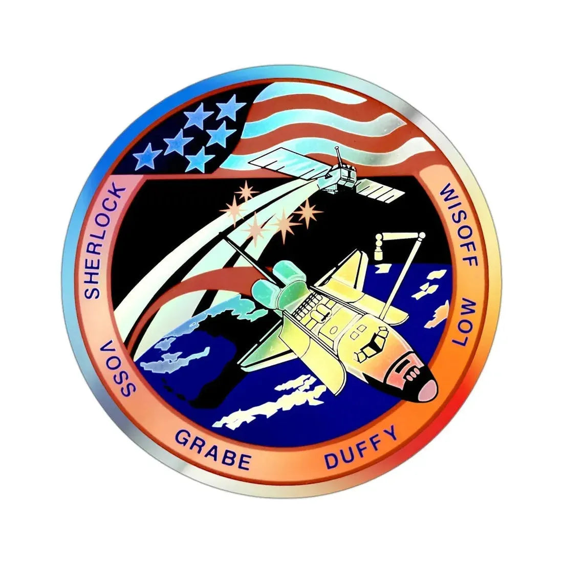 STS 57 (NASA) Holographic STICKER Die-Cut Vinyl Decal 3 Inch Holographic - The Sticker Space