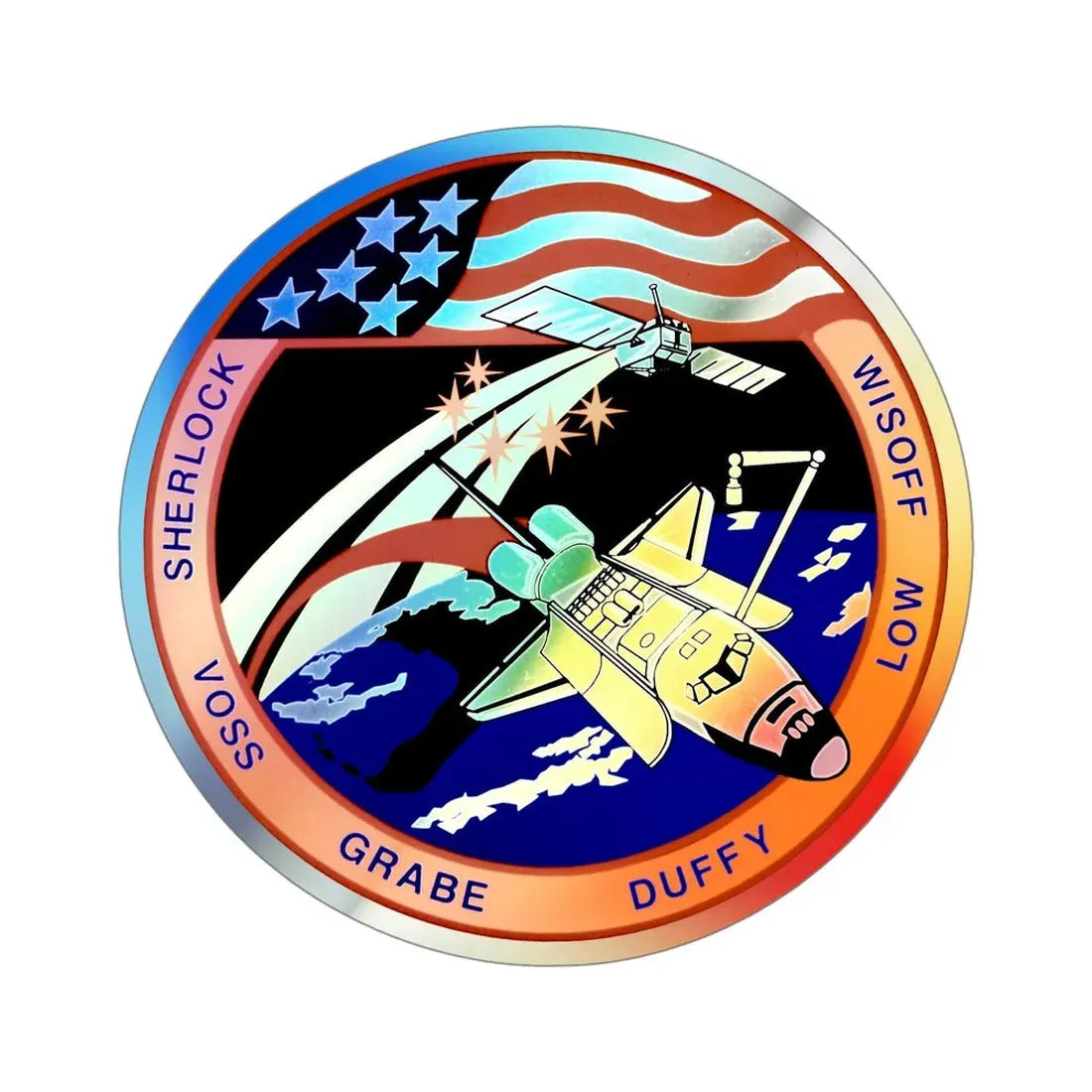 STS 57 (NASA) Holographic STICKER Die-Cut Vinyl Decal 4 Inch Holographic - The Sticker Space