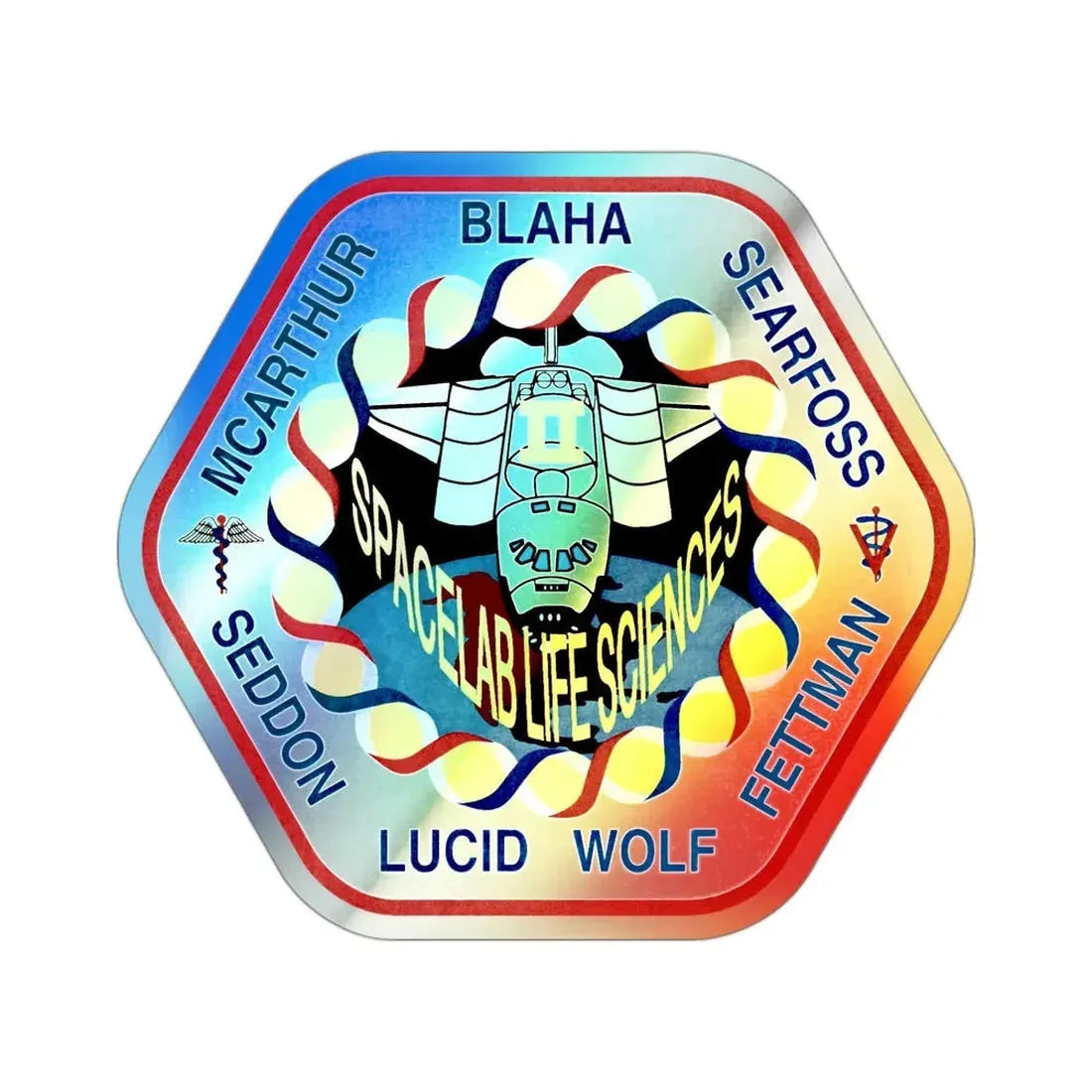 STS 58 (NASA) Holographic STICKER Die-Cut Vinyl Decal 3 Inch Holographic - The Sticker Space