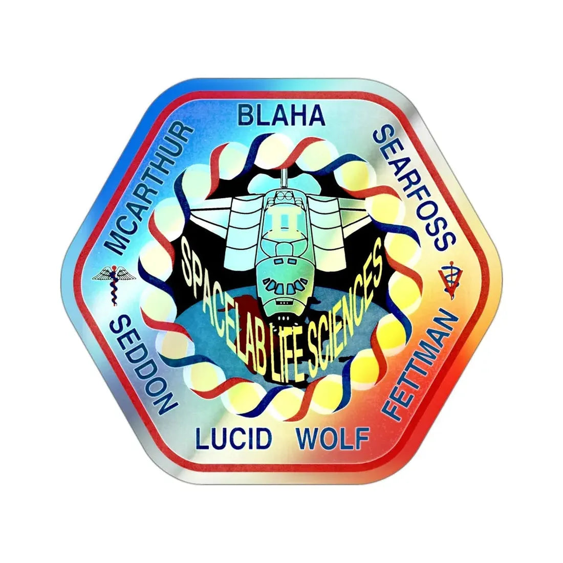 STS 58 (NASA) Holographic STICKER Die-Cut Vinyl Decal 3 Inch Holographic - The Sticker Space