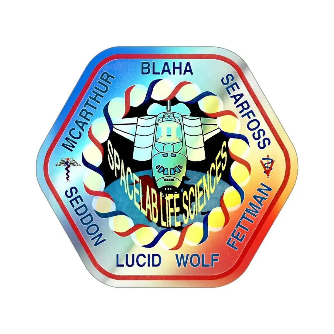 STS 58 (NASA) Holographic STICKER Die-Cut Vinyl Decal 4 Inch Holographic - The Sticker Space