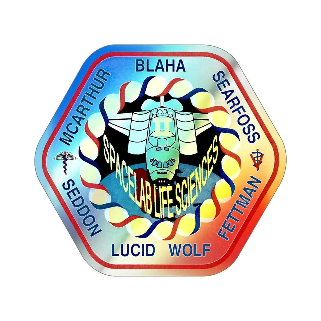 STS 58 (NASA) Holographic STICKER Die-Cut Vinyl Decal 6 Inch Holographic - The Sticker Space