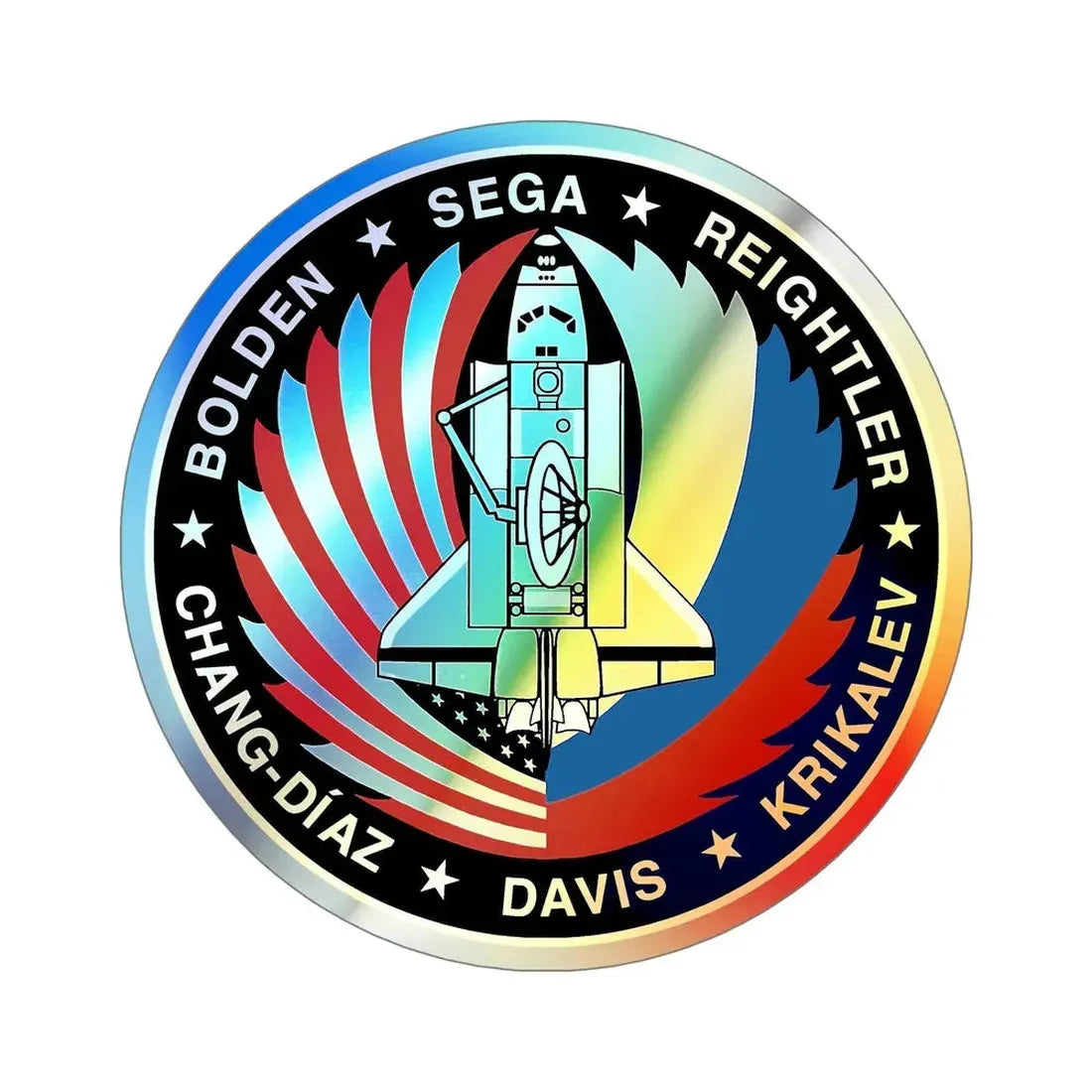 STS 60 (NASA) Holographic STICKER Die-Cut Vinyl Decal 6 Inch Holographic - The Sticker Space