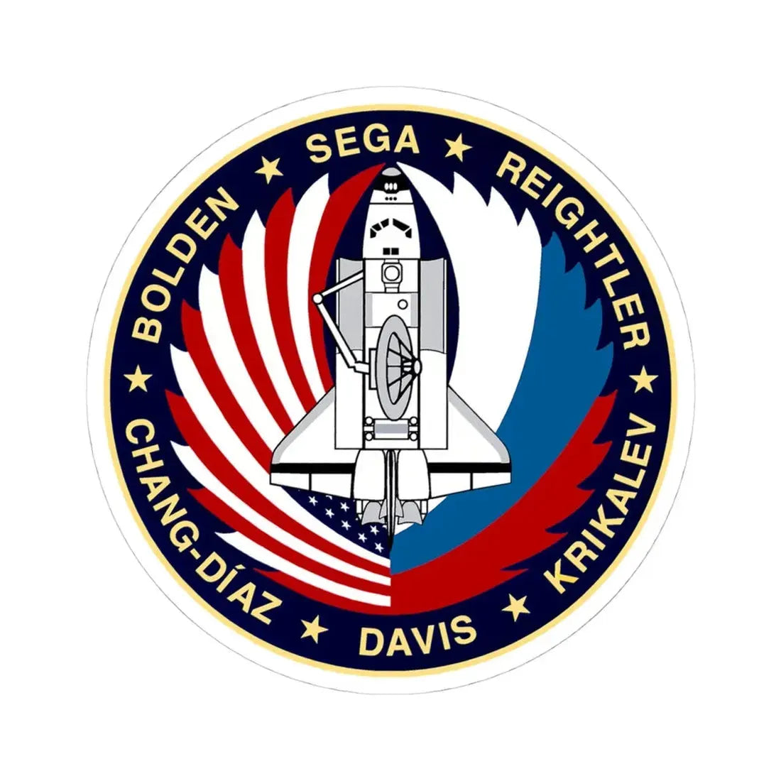 STS 60 (NASA) STICKER Vinyl Kiss-Cut Decal 4 Inch White - The Sticker Space