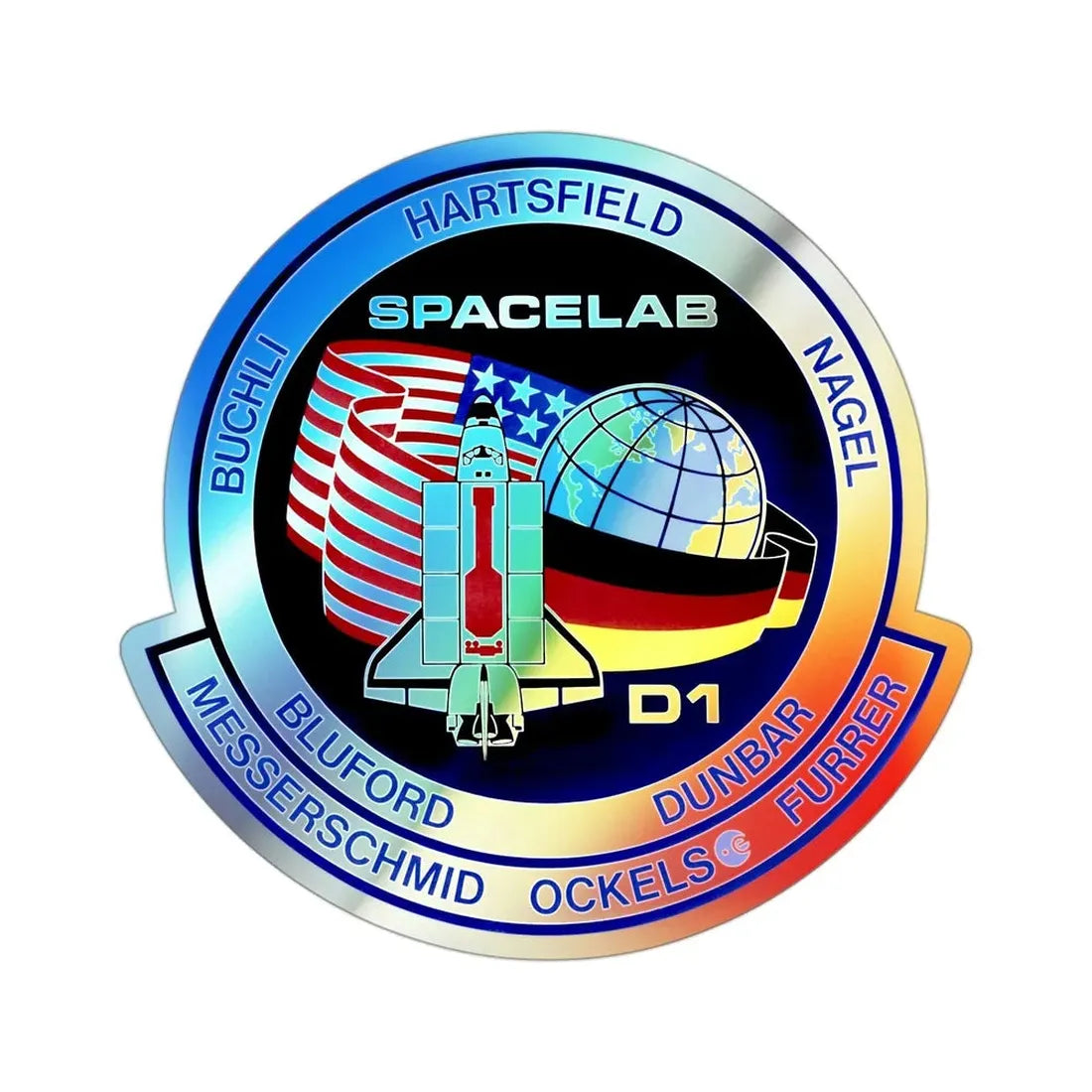 STS 61 A (NASA) Holographic STICKER Die-Cut Vinyl Decal 3 Inch Holographic - The Sticker Space