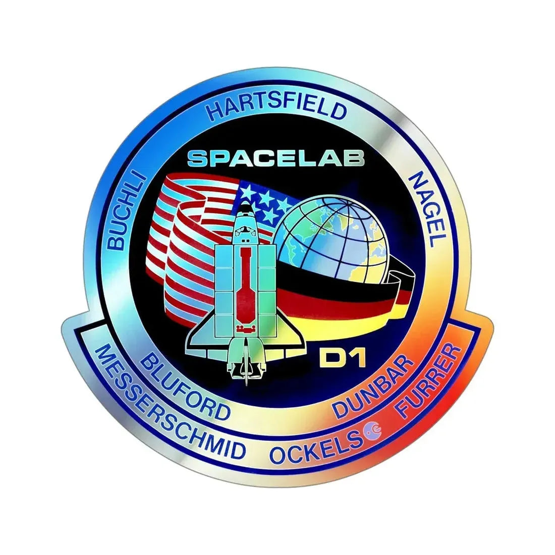 STS 61 A (NASA) Holographic STICKER Die-Cut Vinyl Decal 4 Inch Holographic - The Sticker Space