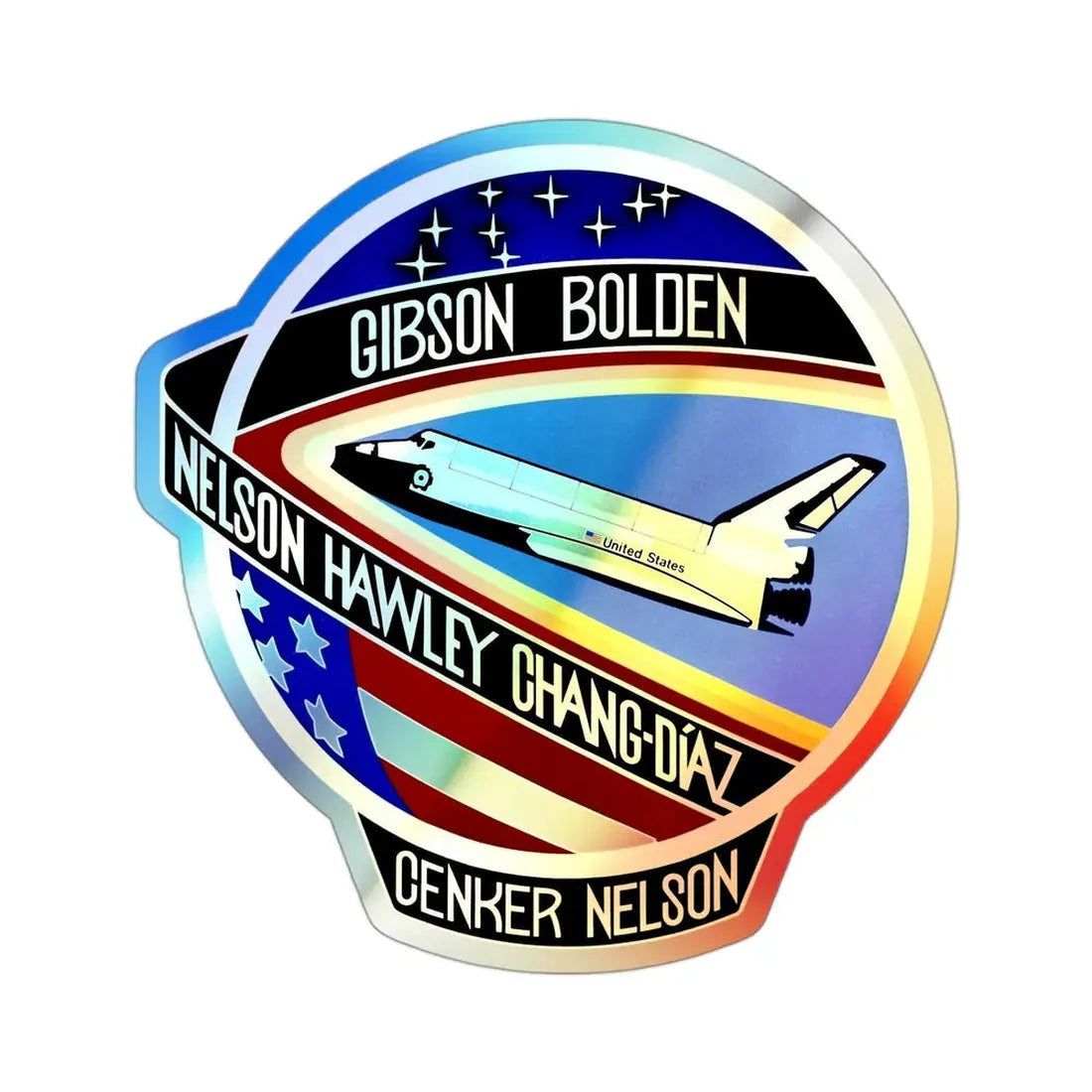 STS 61 C (NASA) Holographic STICKER Die-Cut Vinyl Decal 3 Inch Holographic - The Sticker Space