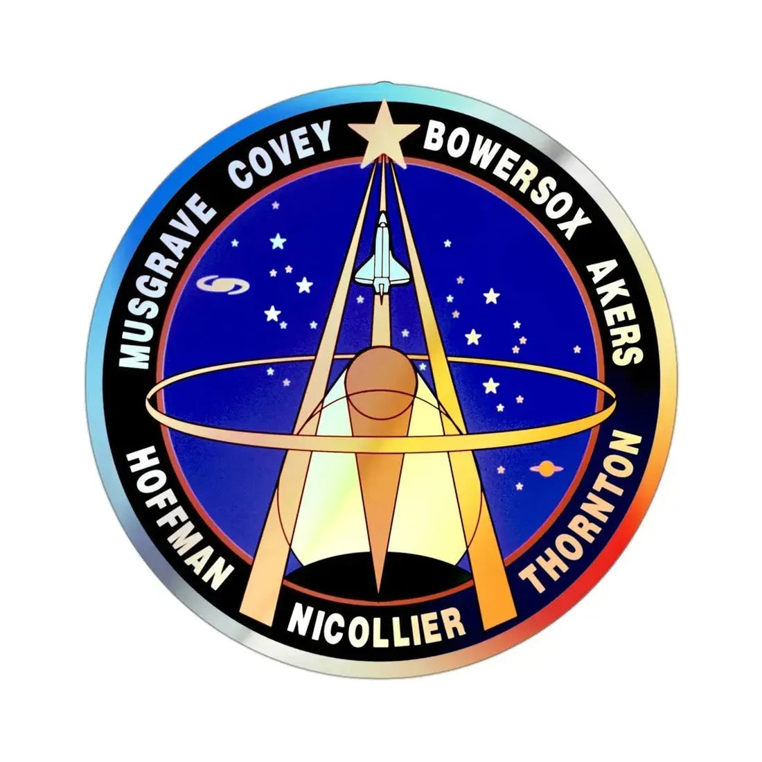 STS 61 (NASA) Holographic STICKER Die-Cut Vinyl Decal 3 Inch Holographic - The Sticker Space