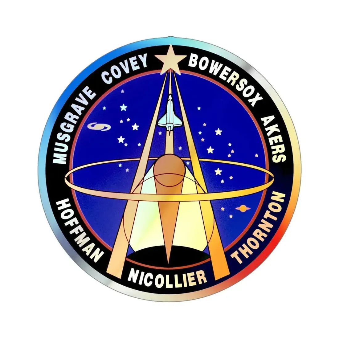 STS 61 (NASA) Holographic STICKER Die-Cut Vinyl Decal 4 Inch Holographic - The Sticker Space