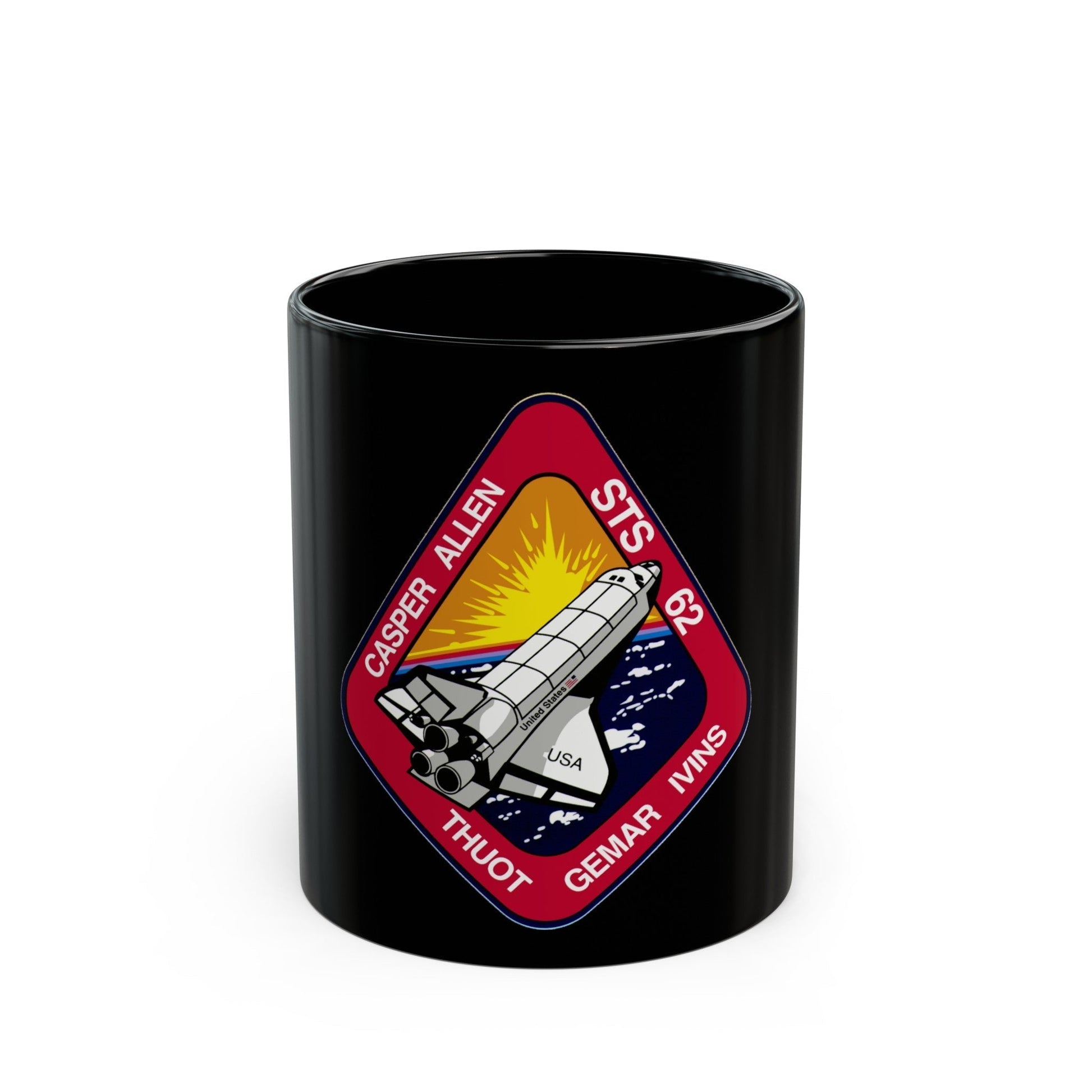 STS 62 (NASA) Black Coffee Mug-11oz-The Sticker Space