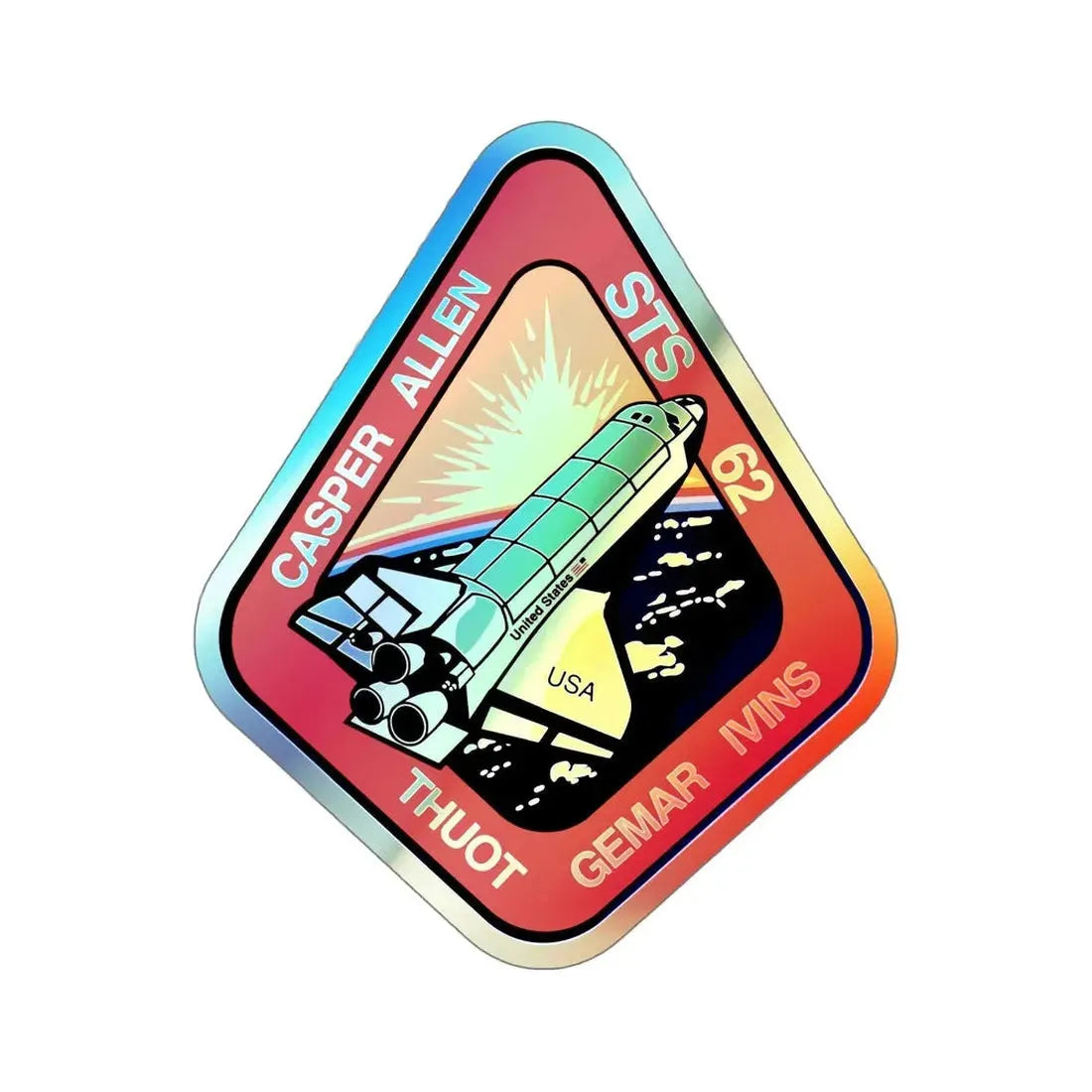 STS 62 (NASA) Holographic STICKER Die-Cut Vinyl Decal 6 Inch Holographic - The Sticker Space