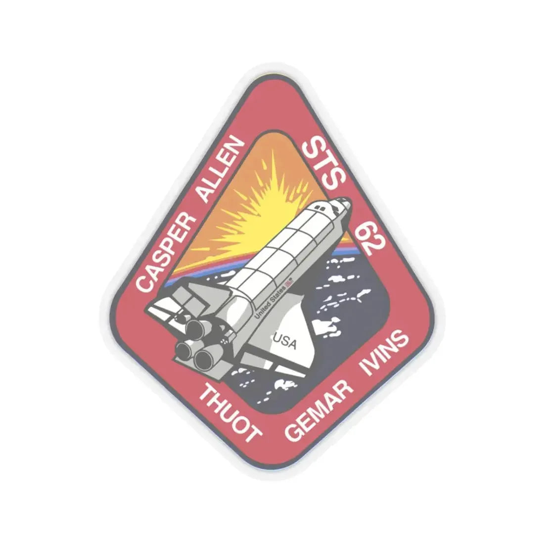 STS 62 (NASA) STICKER Vinyl Kiss-Cut Decal 3 Inch Transparent - The Sticker Space