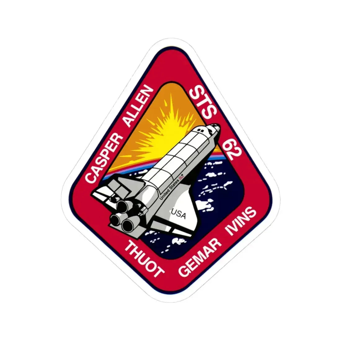 STS 62 (NASA) STICKER Vinyl Kiss-Cut Decal 3 Inch White - The Sticker Space