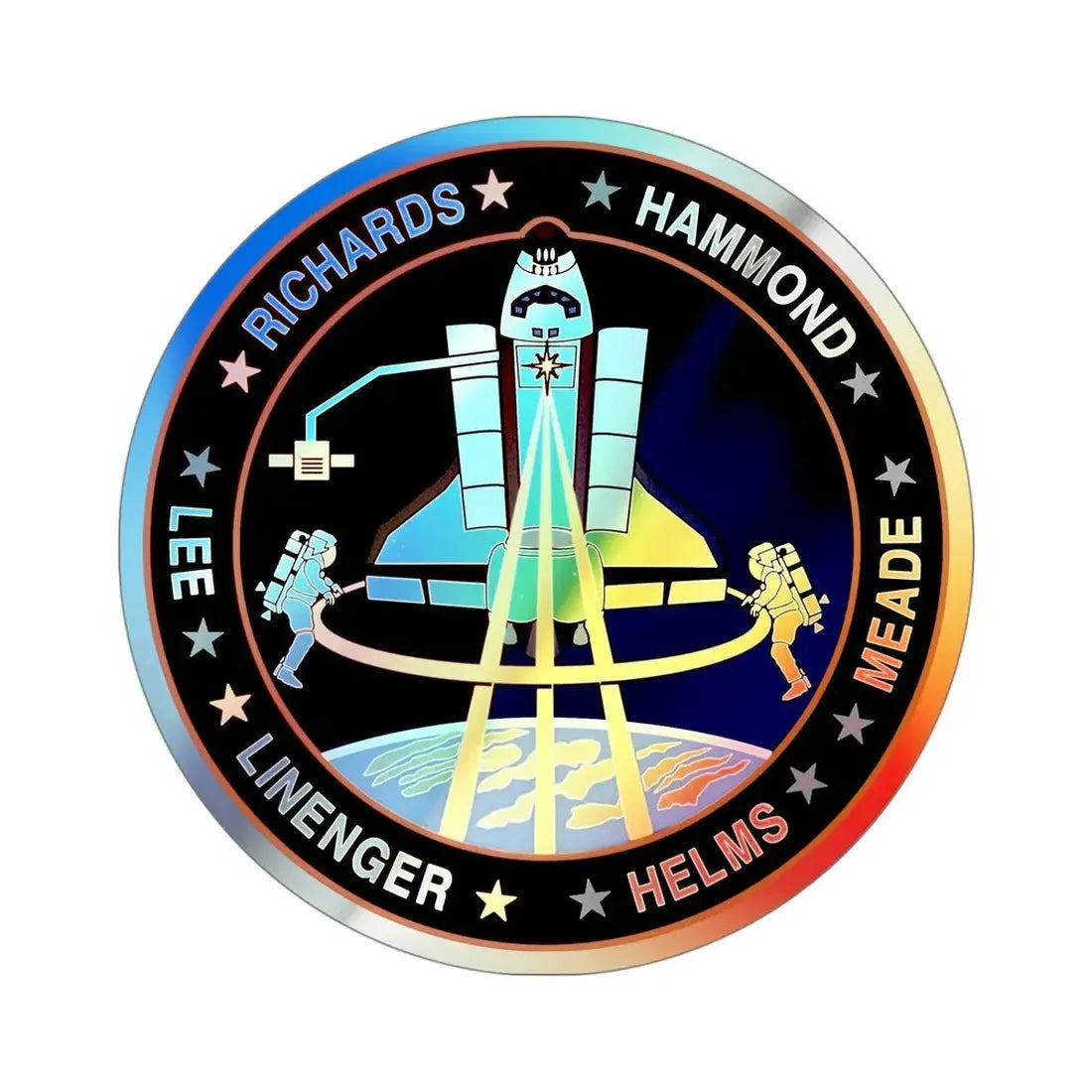 STS 64 (NASA) Holographic STICKER Die-Cut Vinyl Decal 4 Inch Holographic - The Sticker Space