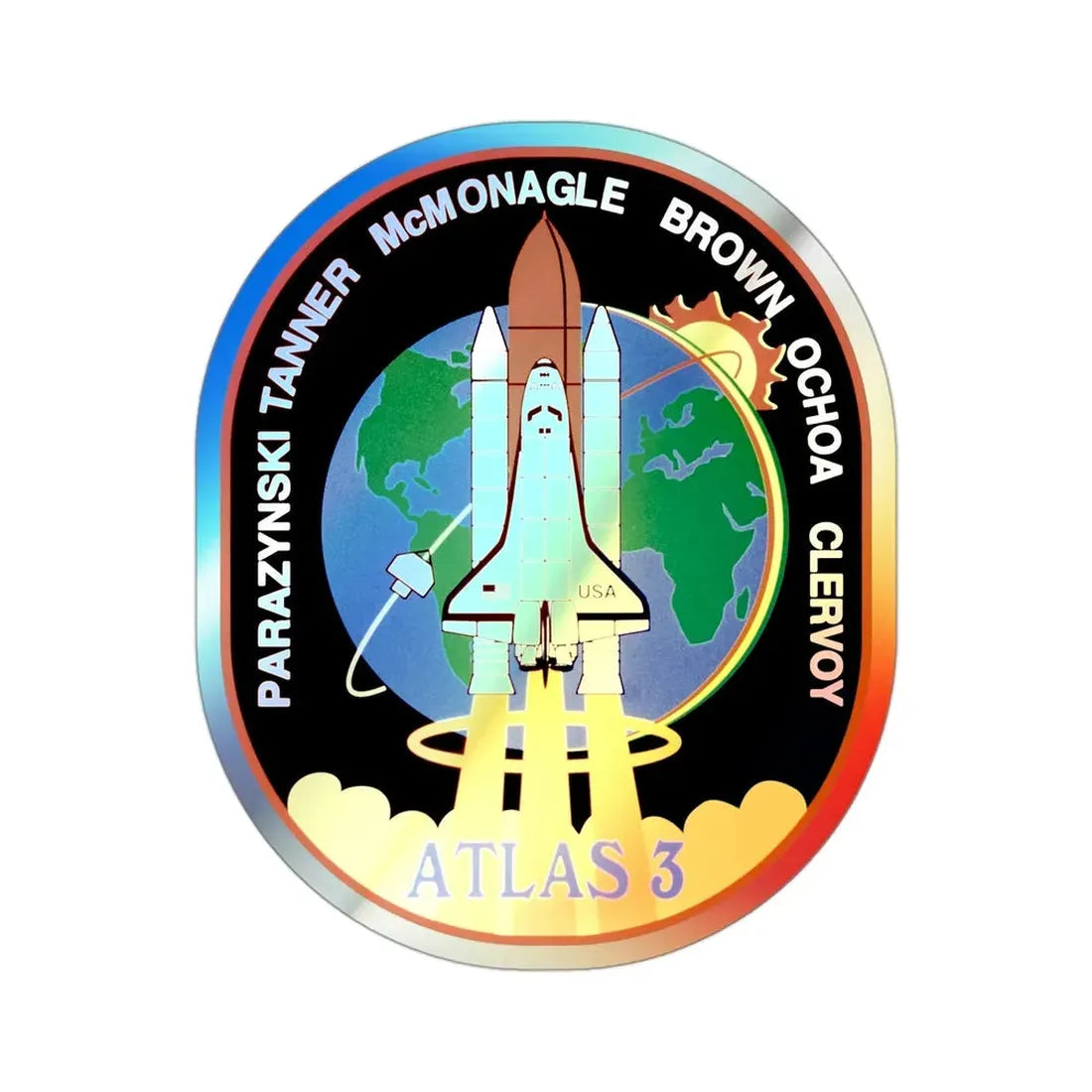 STS 66 (NASA) Holographic STICKER Die-Cut Vinyl Decal 3 Inch Holographic - The Sticker Space