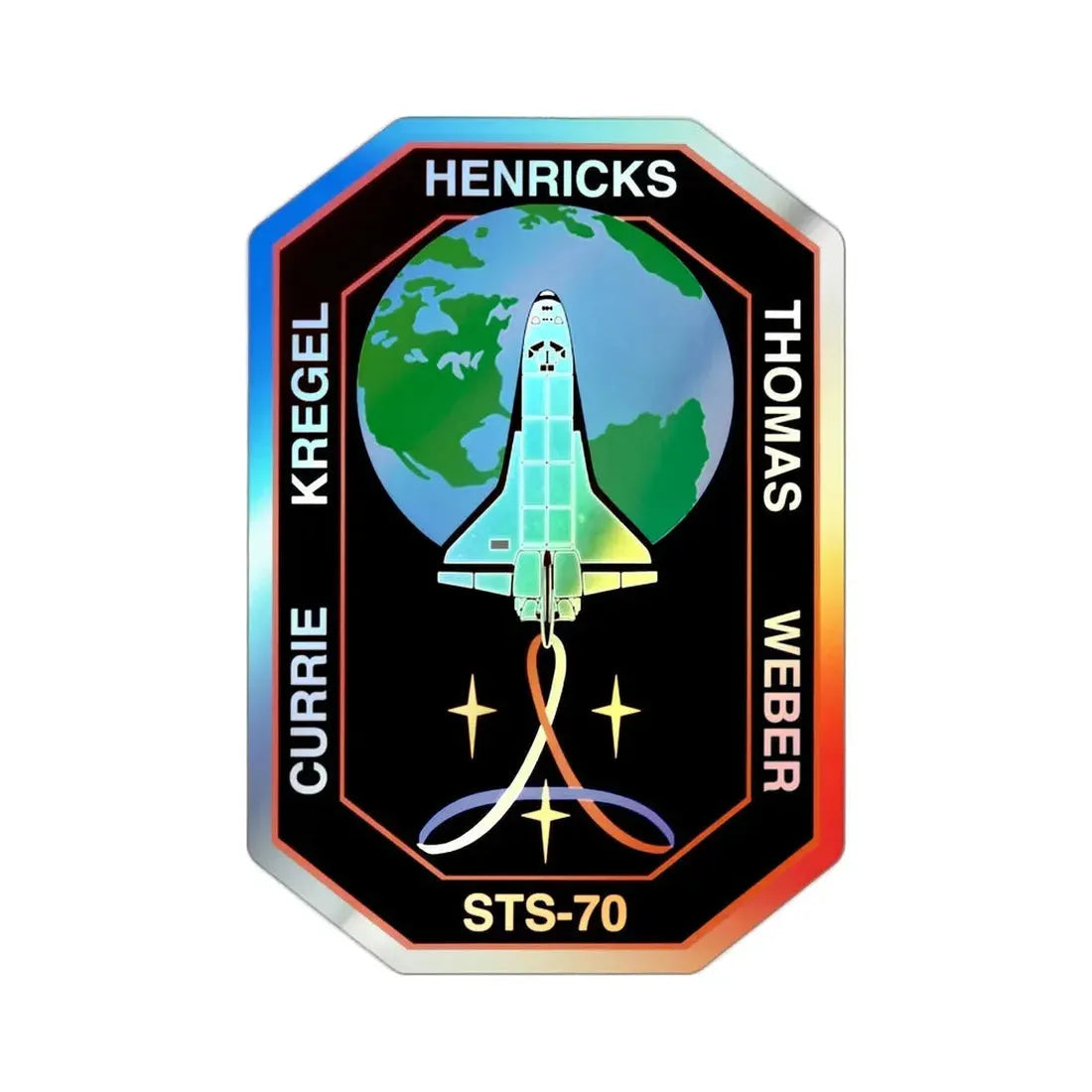 STS 70 (NASA) Holographic STICKER Die-Cut Vinyl Decal 2 Inch Holographic - The Sticker Space