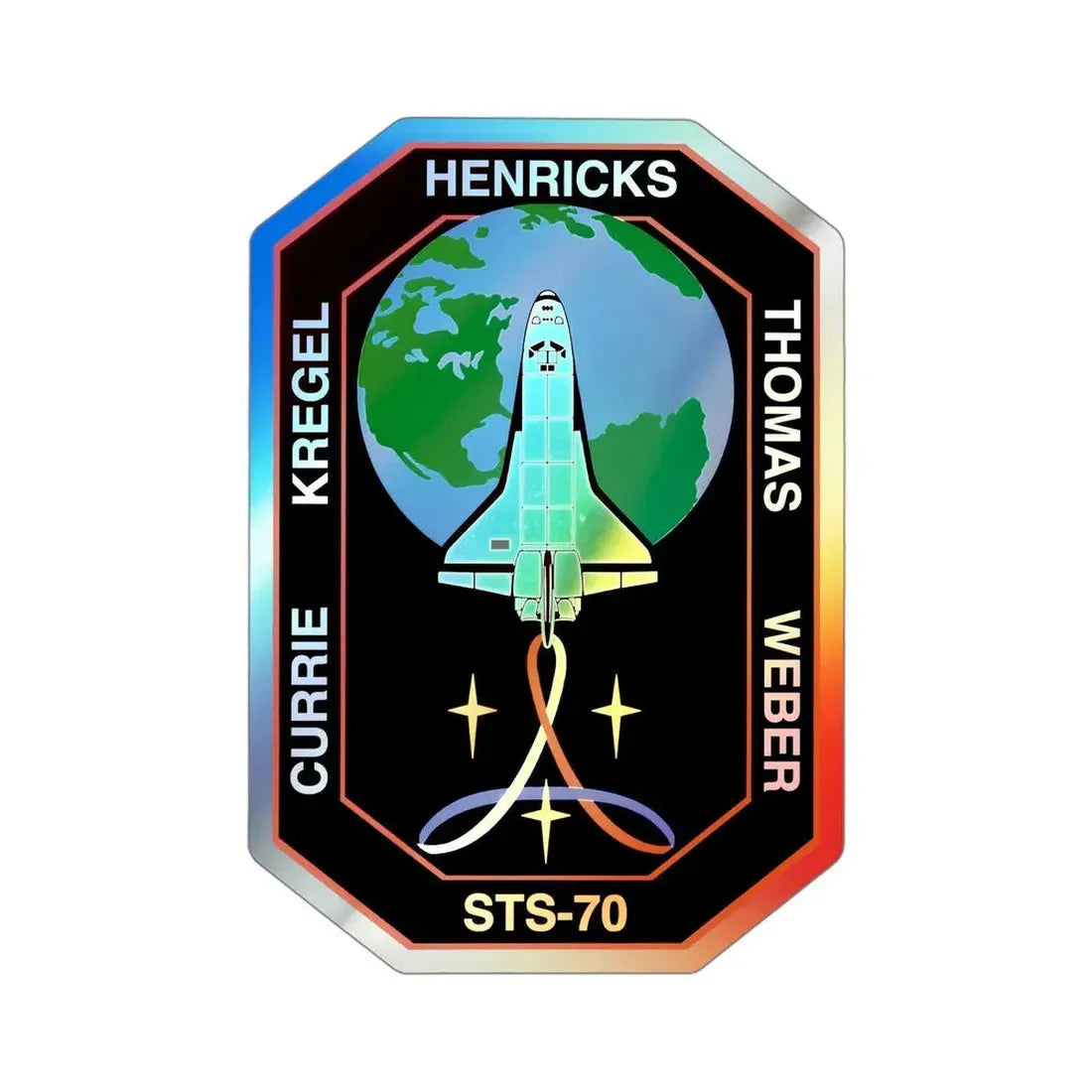 STS 70 (NASA) Holographic STICKER Die-Cut Vinyl Decal 4 Inch Holographic - The Sticker Space