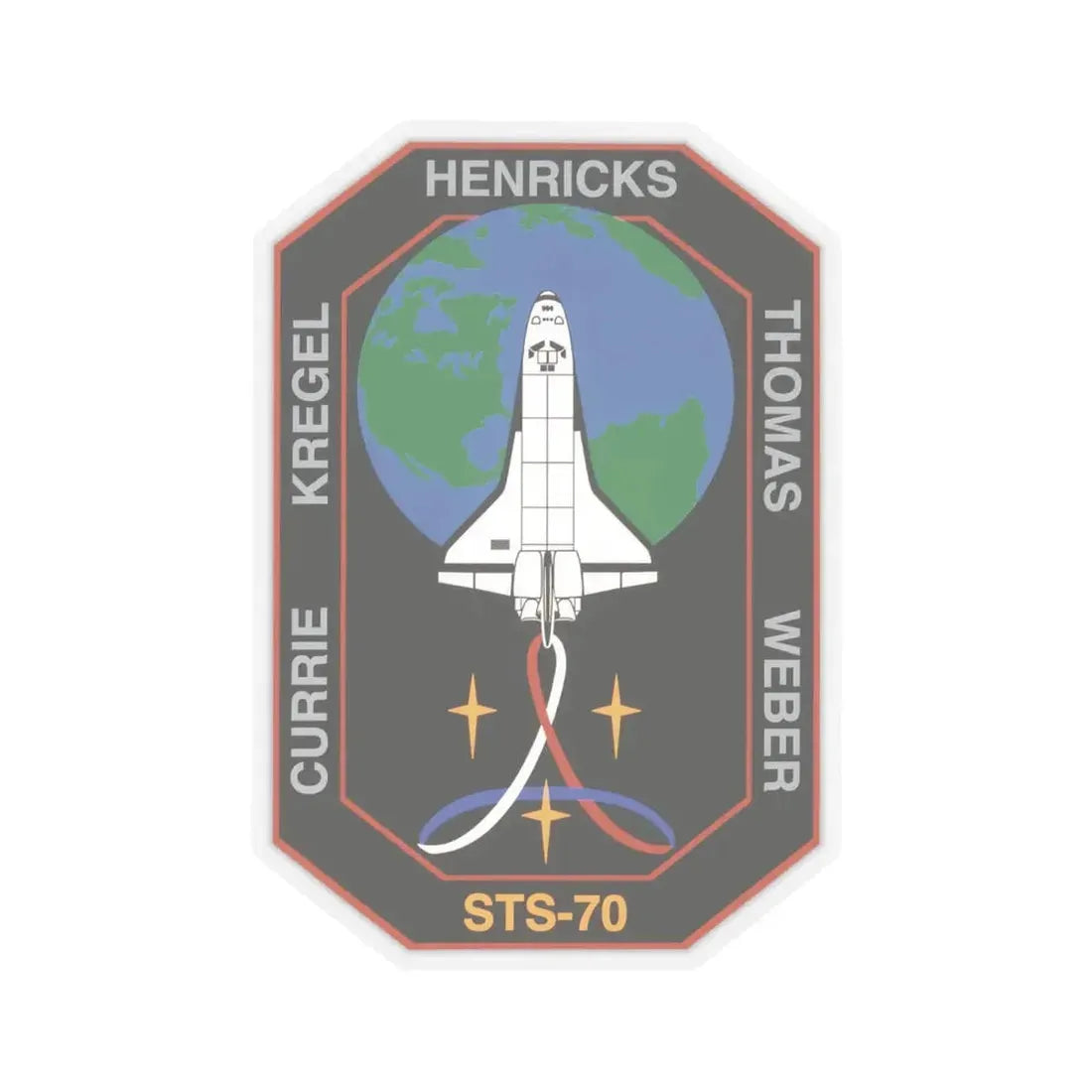 STS 70 (NASA) STICKER Vinyl Kiss-Cut Decal 6 Inch Transparent - The Sticker Space