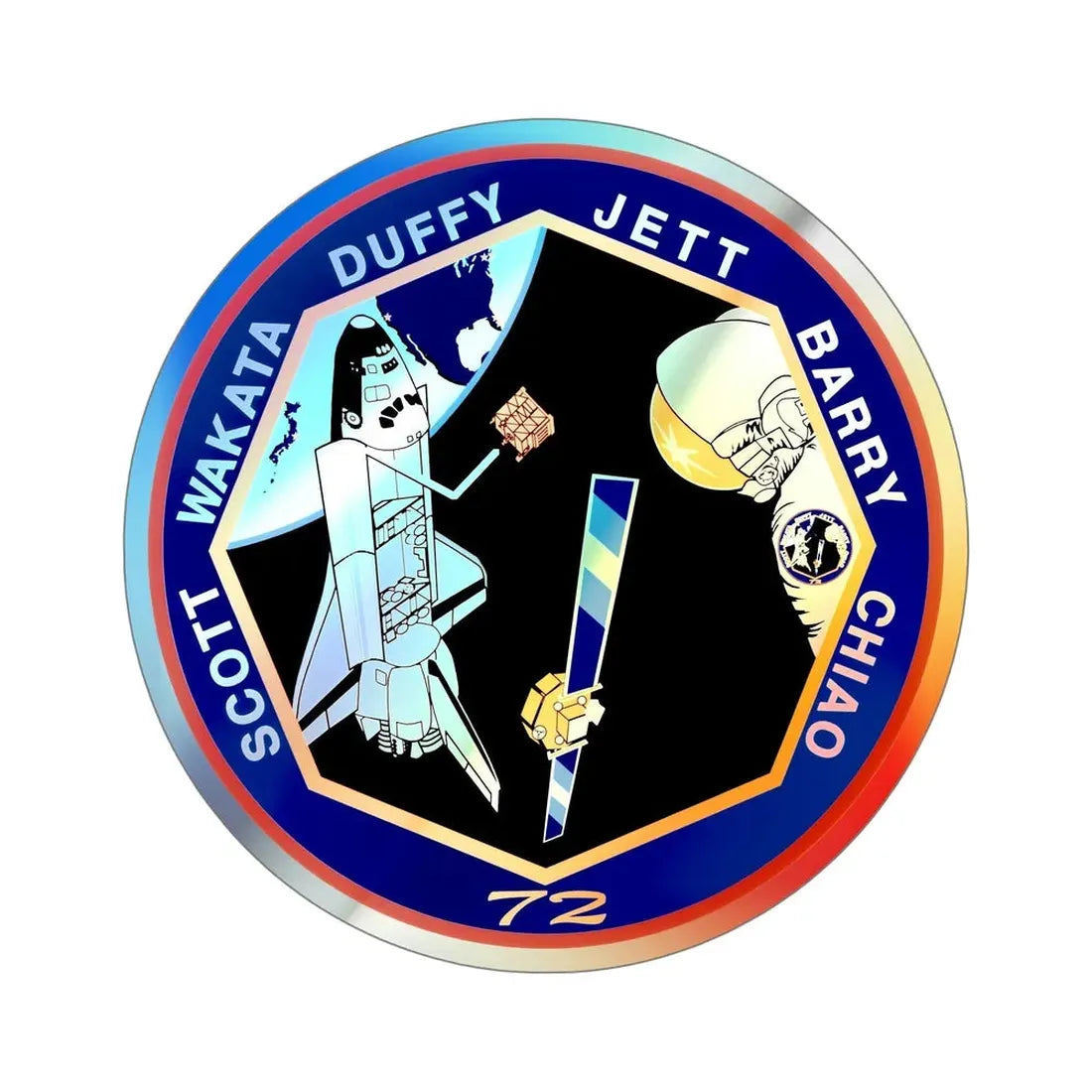 STS 72 (NASA) Holographic STICKER Die-Cut Vinyl Decal 6 Inch Holographic - The Sticker Space
