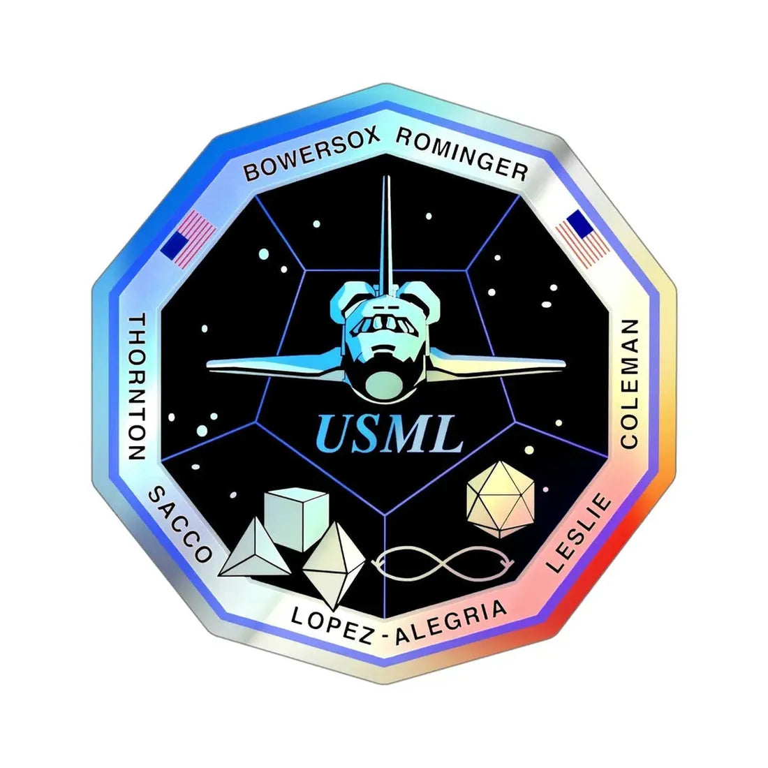 STS 73 (NASA) Holographic STICKER Die-Cut Vinyl Decal 4 Inch Holographic - The Sticker Space