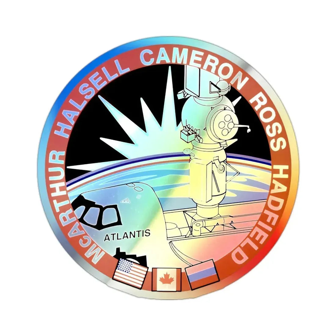 STS 74 (NASA) Holographic STICKER Die-Cut Vinyl Decal 2 Inch Holographic - The Sticker Space