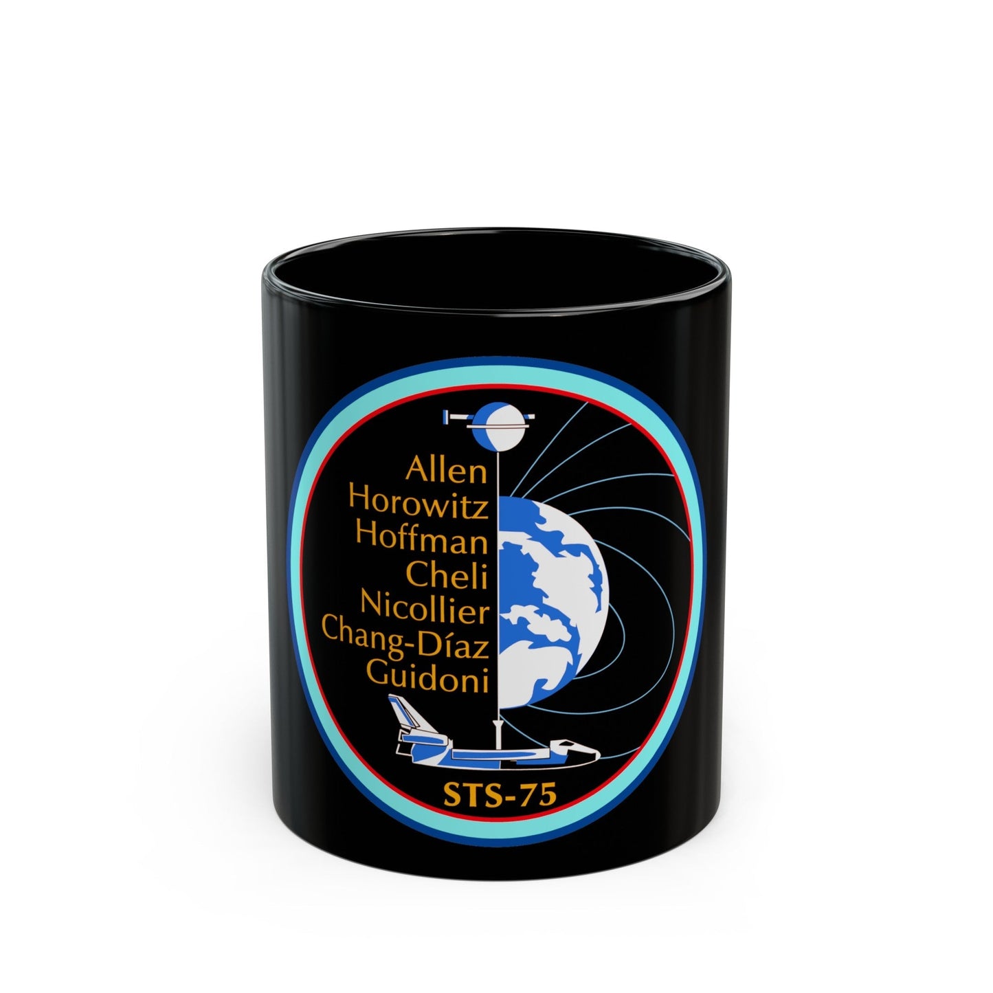 STS 75 (NASA) Black Coffee Mug-11oz-The Sticker Space