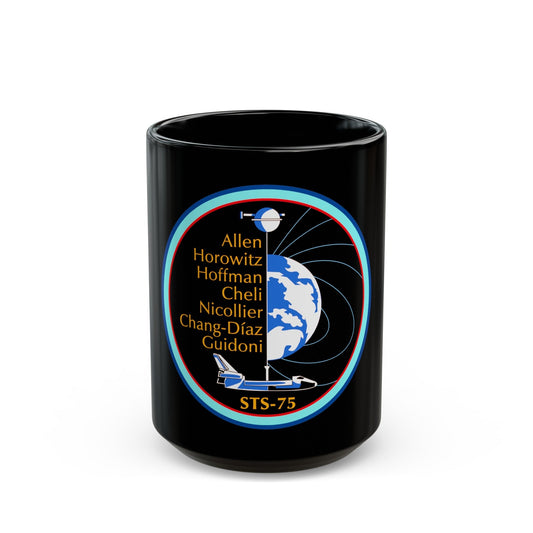 STS 75 (NASA) Black Coffee Mug-15oz-The Sticker Space