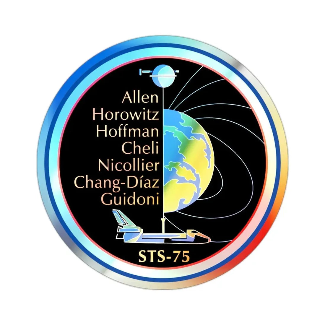 STS 75 (NASA) Holographic STICKER Die-Cut Vinyl Decal 2 Inch Holographic - The Sticker Space