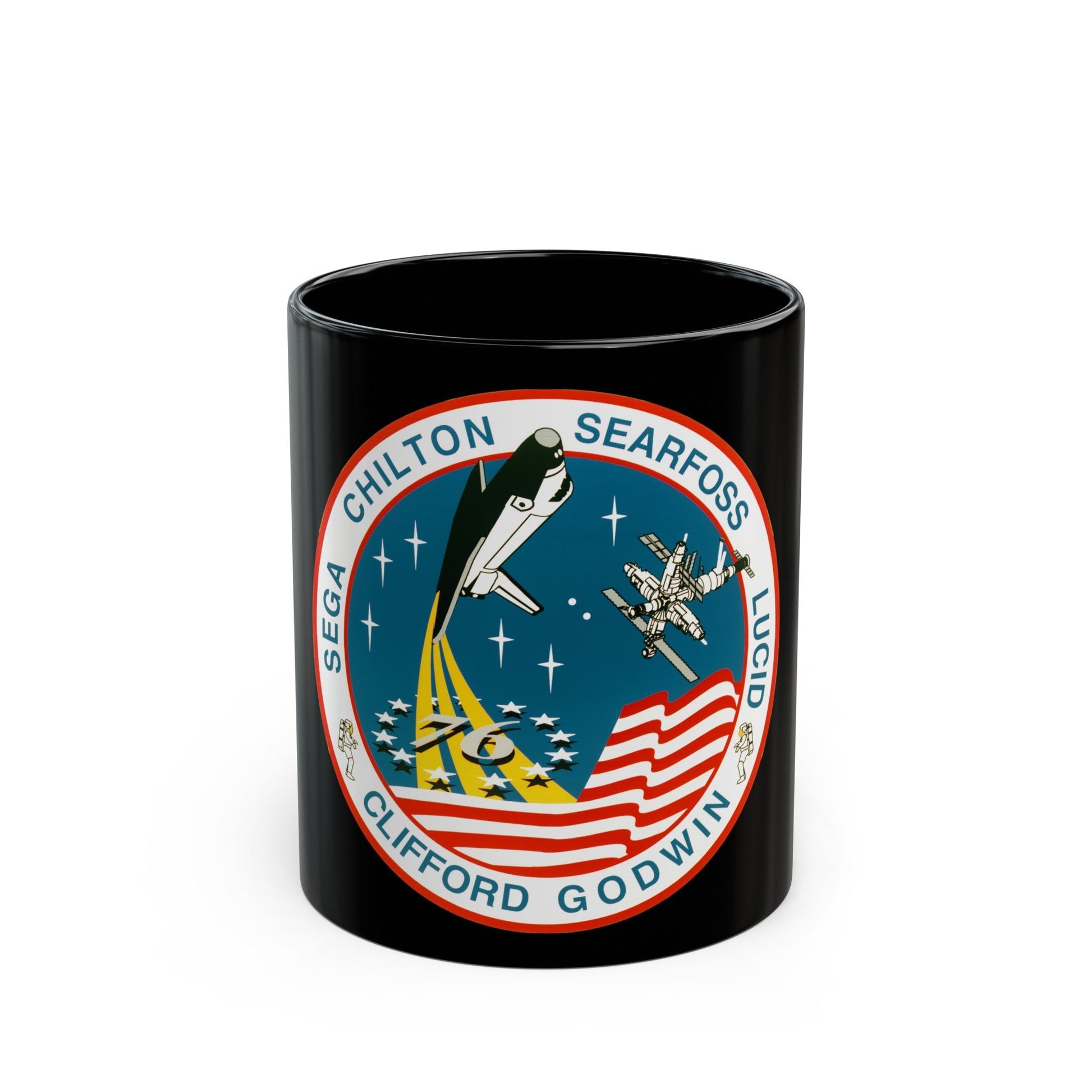 STS 76 (NASA) Black Coffee Mug-11oz-The Sticker Space