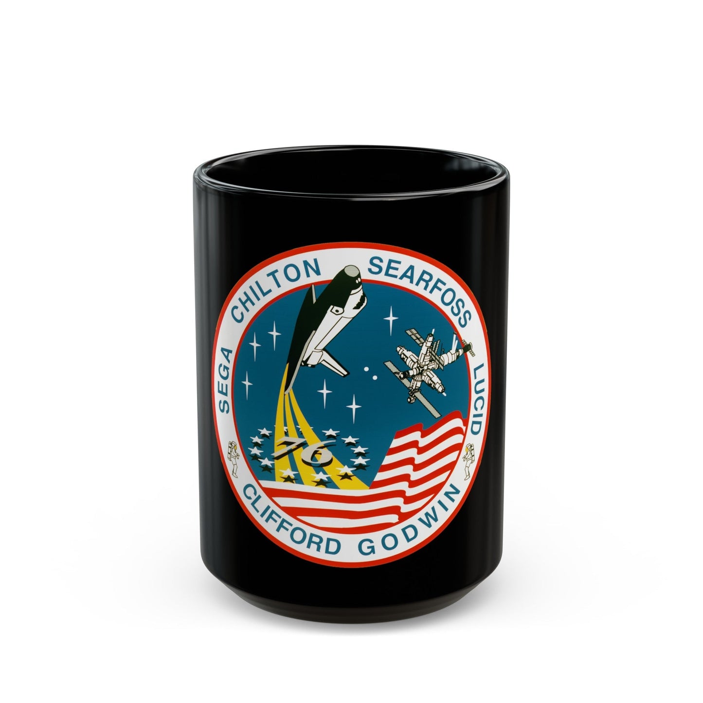 STS 76 (NASA) Black Coffee Mug-15oz-The Sticker Space