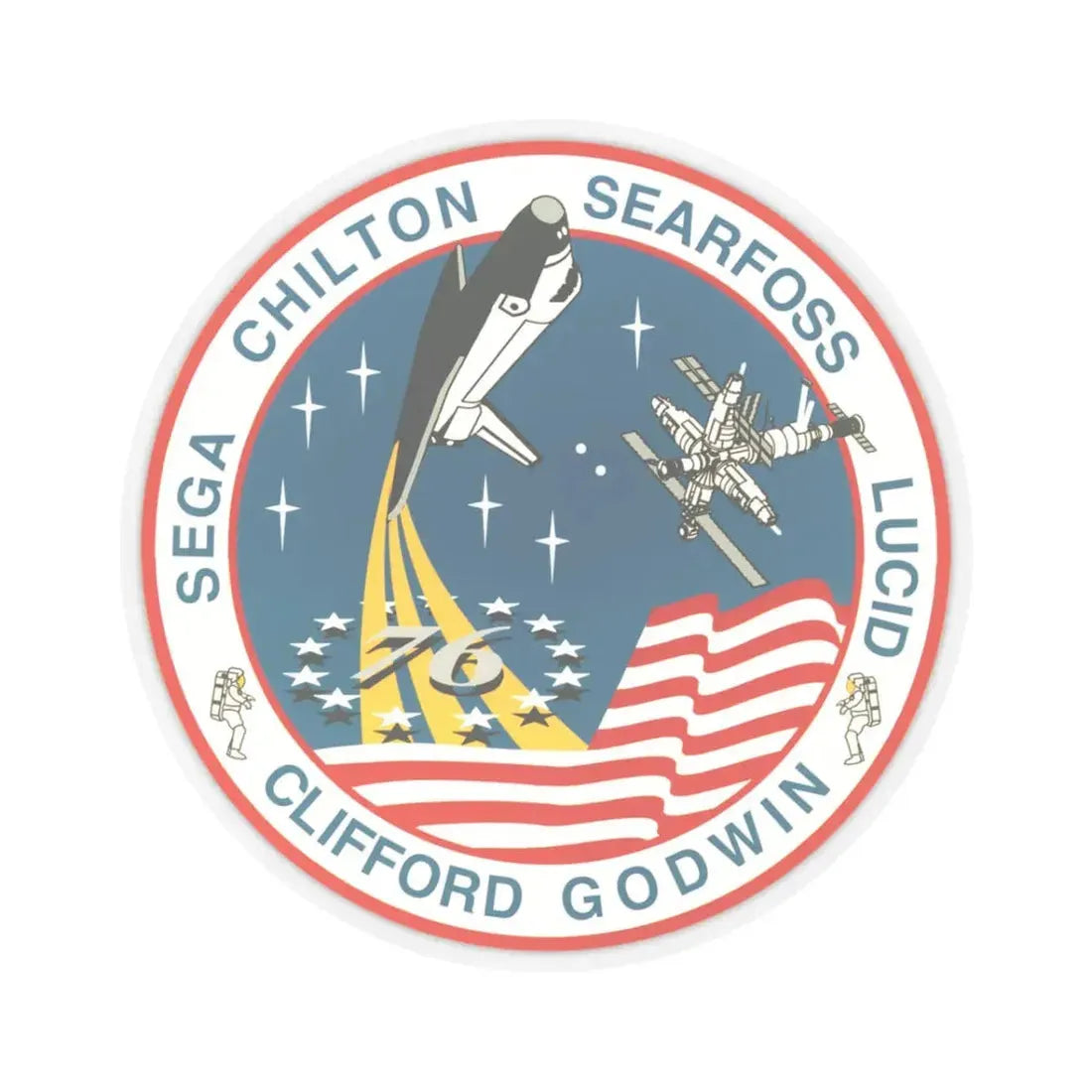 STS 76 (NASA) STICKER Vinyl Kiss-Cut Decal 3 Inch Transparent - The Sticker Space