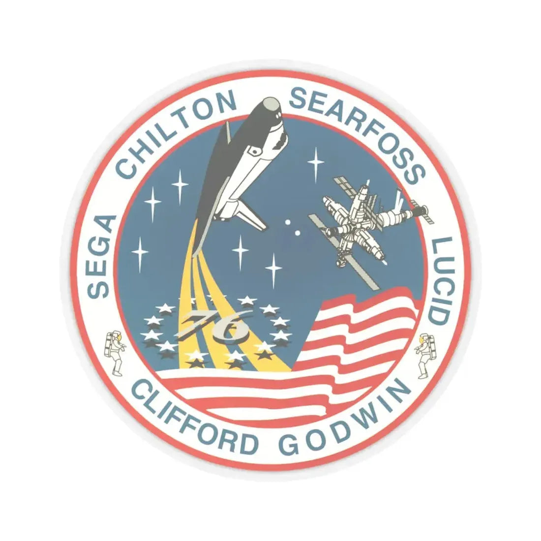 STS 76 (NASA) STICKER Vinyl Kiss-Cut Decal 4 Inch Transparent - The Sticker Space