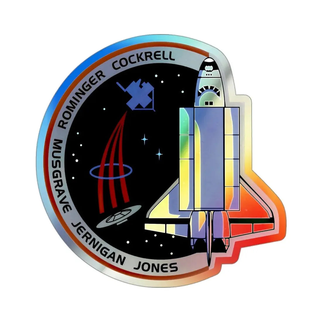 STS 80 (NASA) Holographic STICKER Die-Cut Vinyl Decal 3 Inch Holographic - The Sticker Space